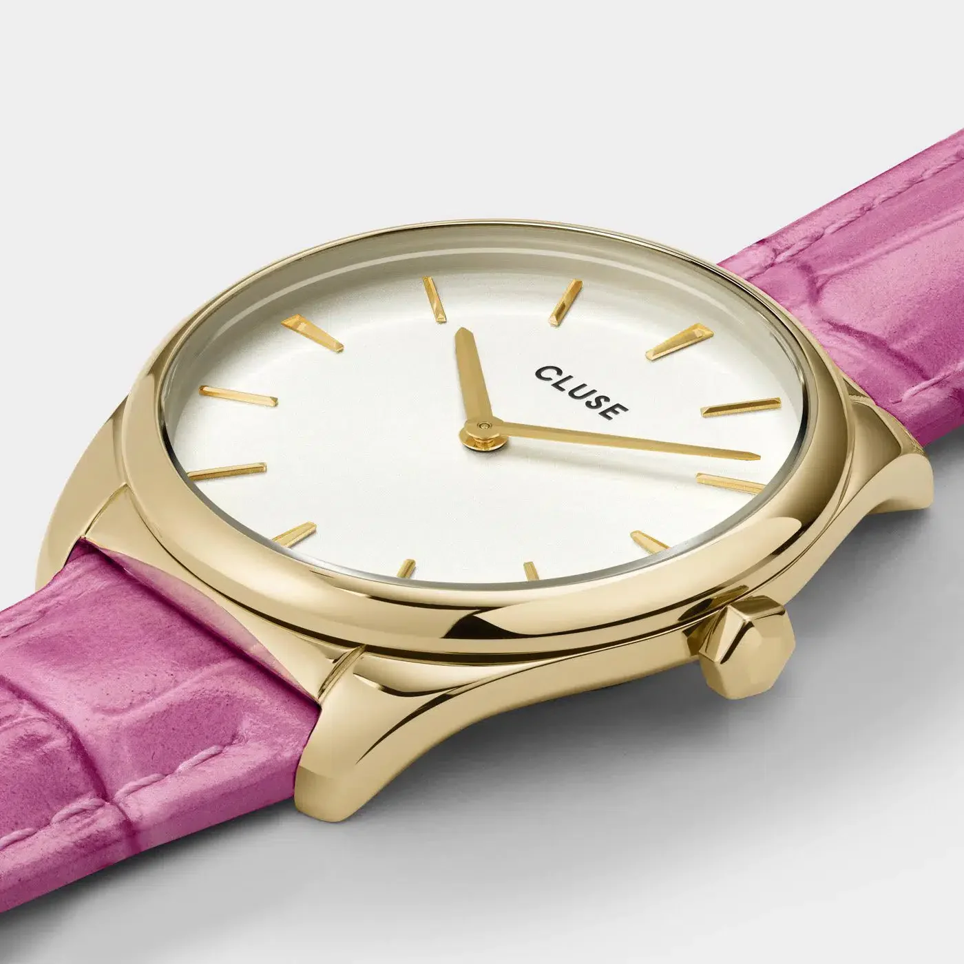 Féroce Petite Leather Croco Pink, Gold - Image 2