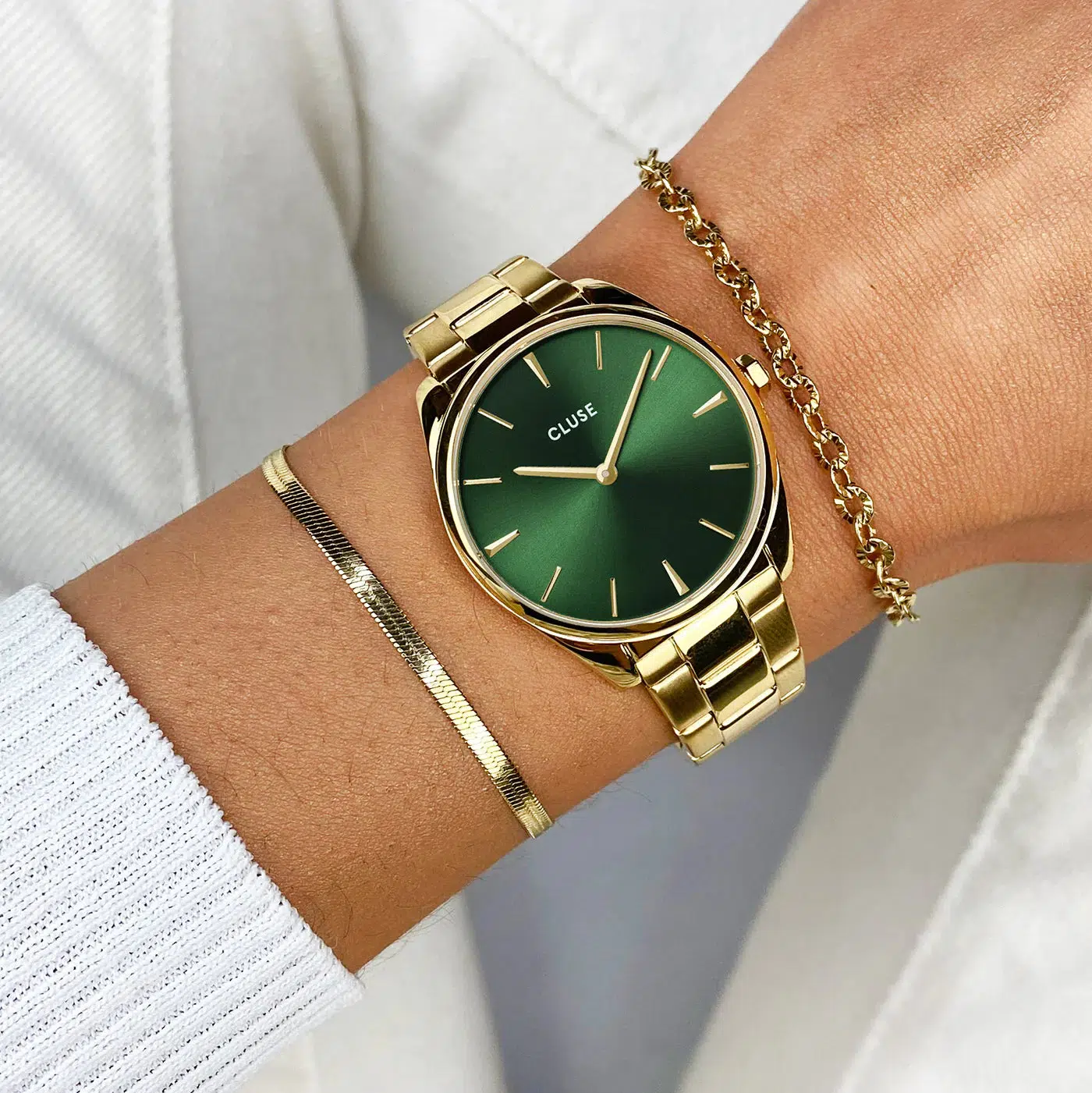 Féroce Petite Watch Steel Green, Gold Colour - Image 3