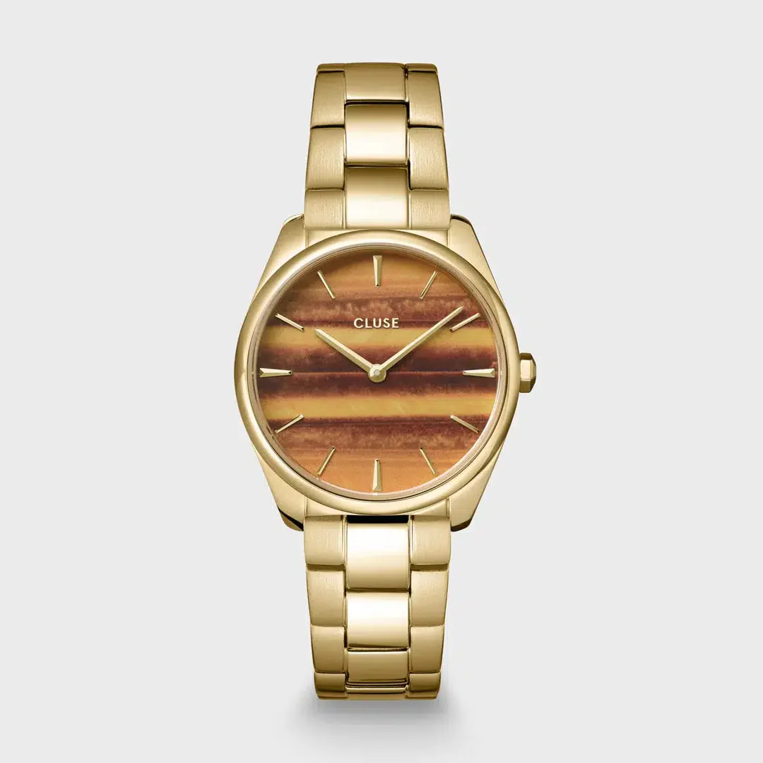 Féroce Petite Watch Steel Tiger's Eye, Gold Colour - Image 3
