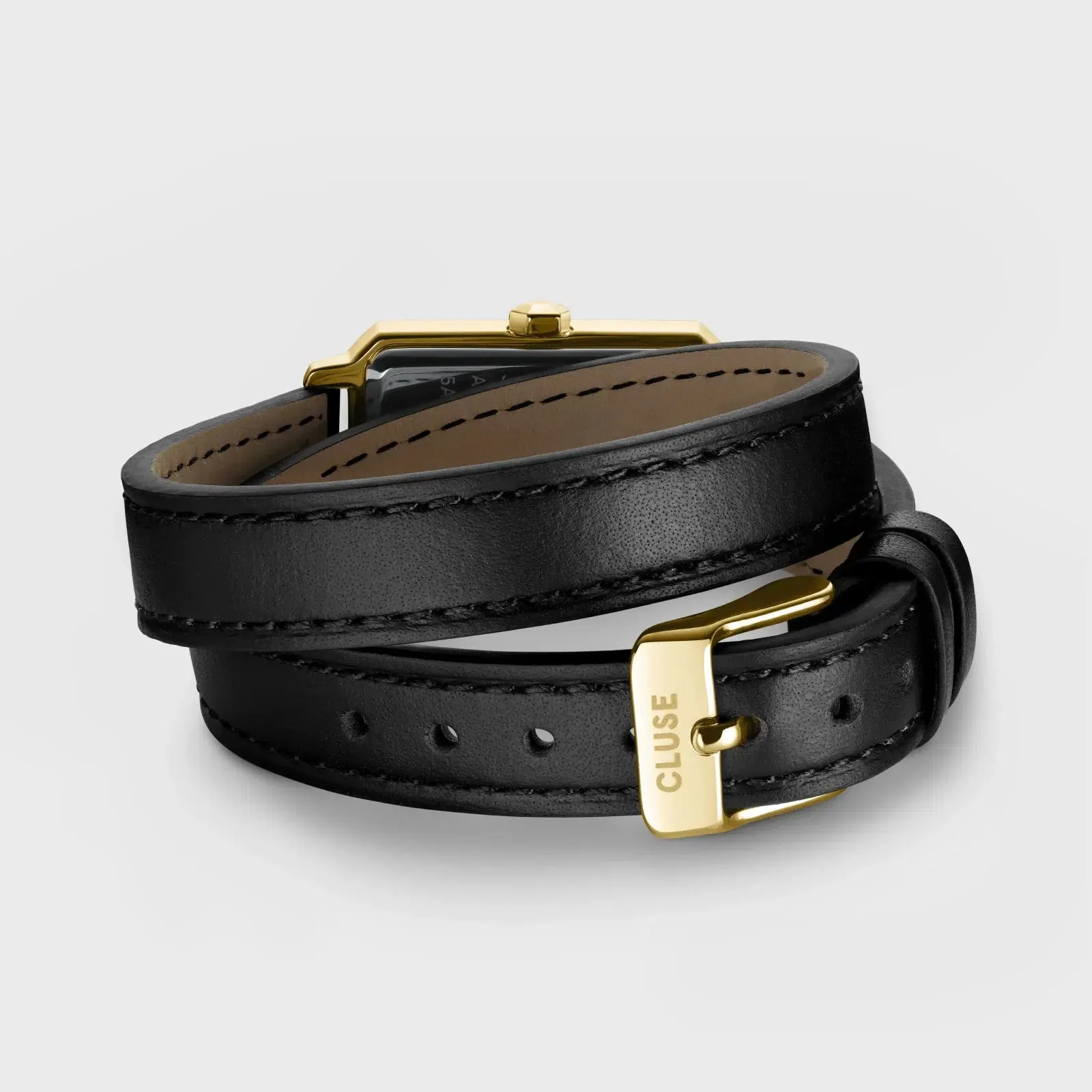 Fluette Watch Double Leather Black, Gold Colour - Image 4