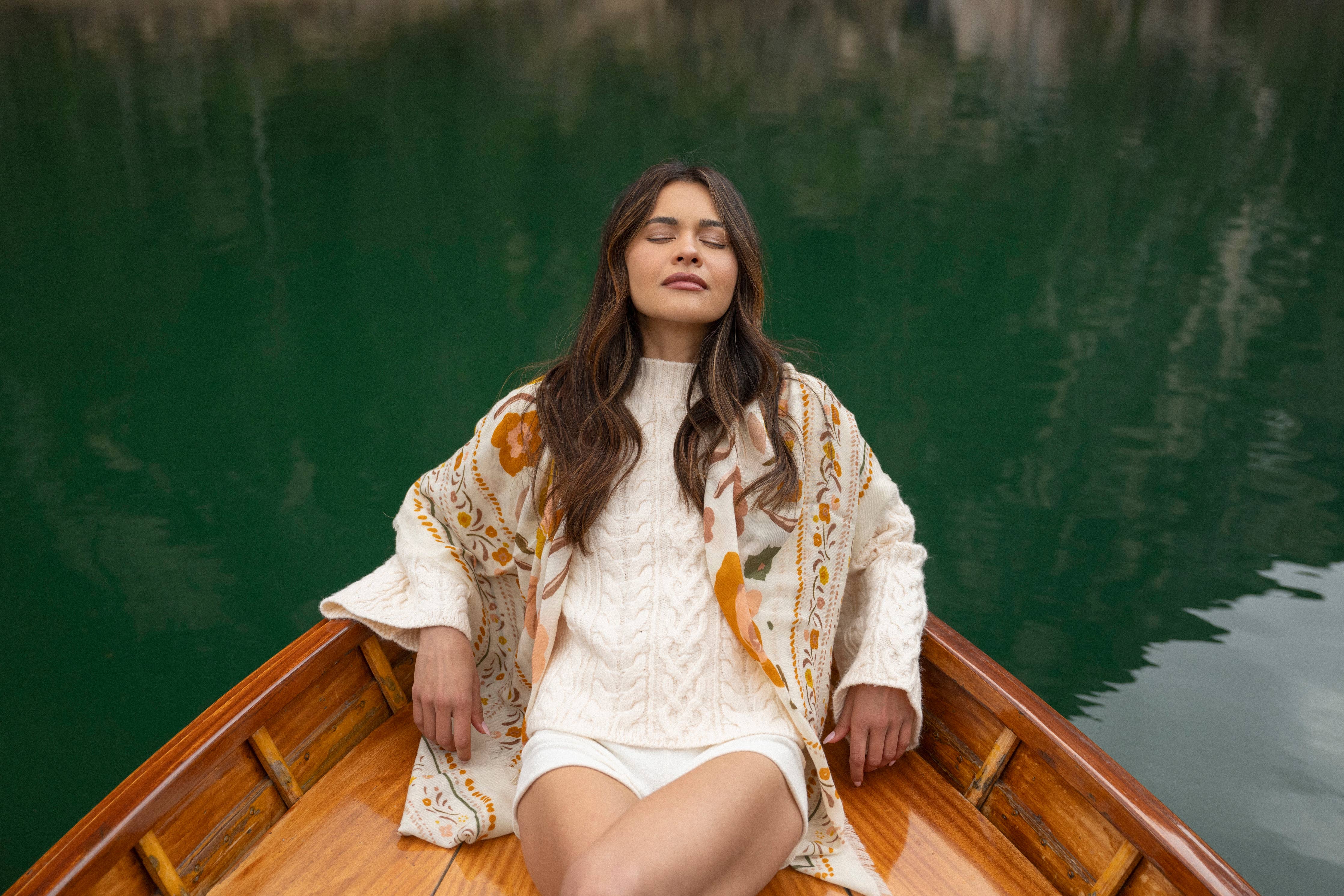 FOULARD LAINE ET SOIE BALKANS BRONZE