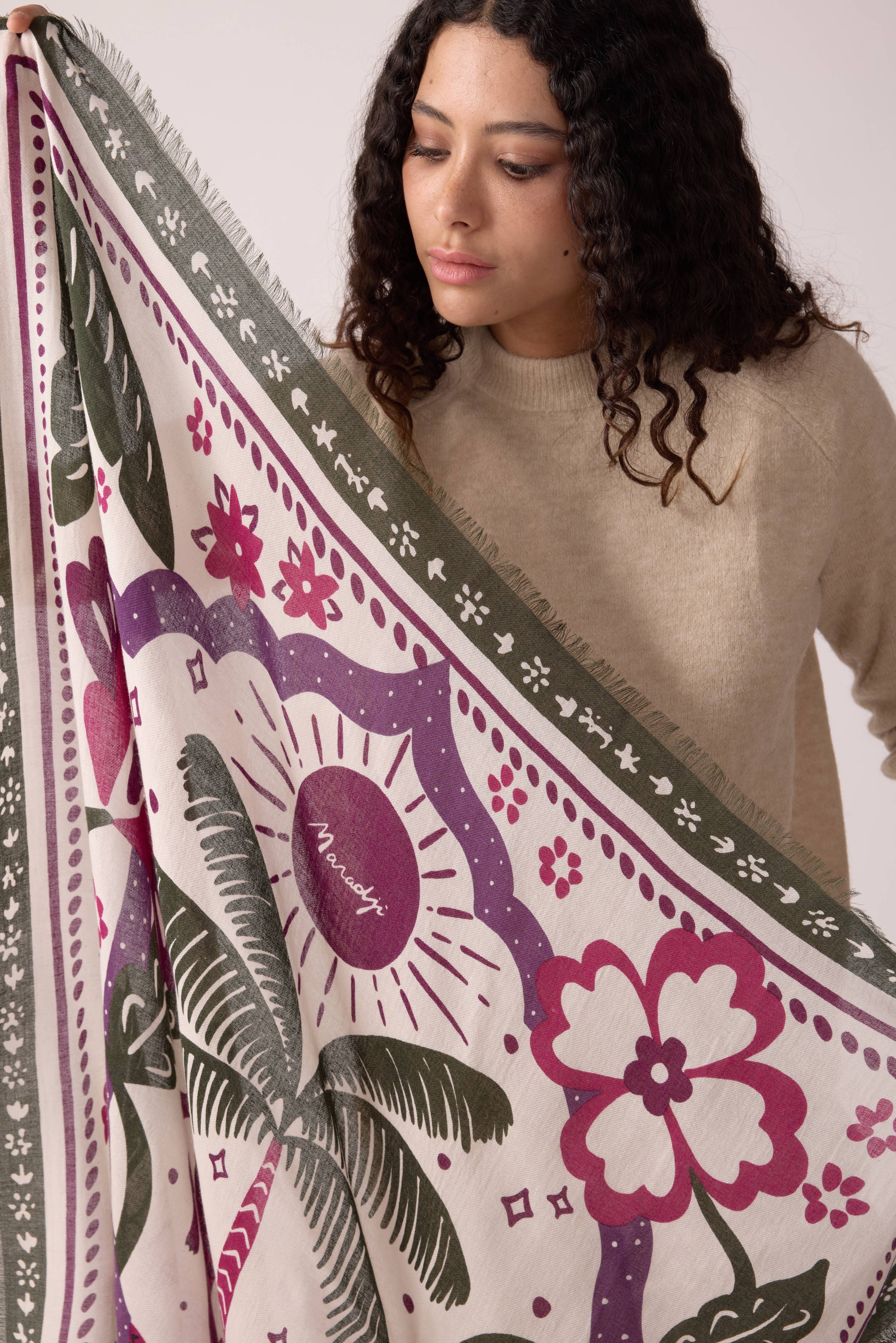 FOULARD LAINE TIGER IN THE PALMERAIE FIGUE - Image 6