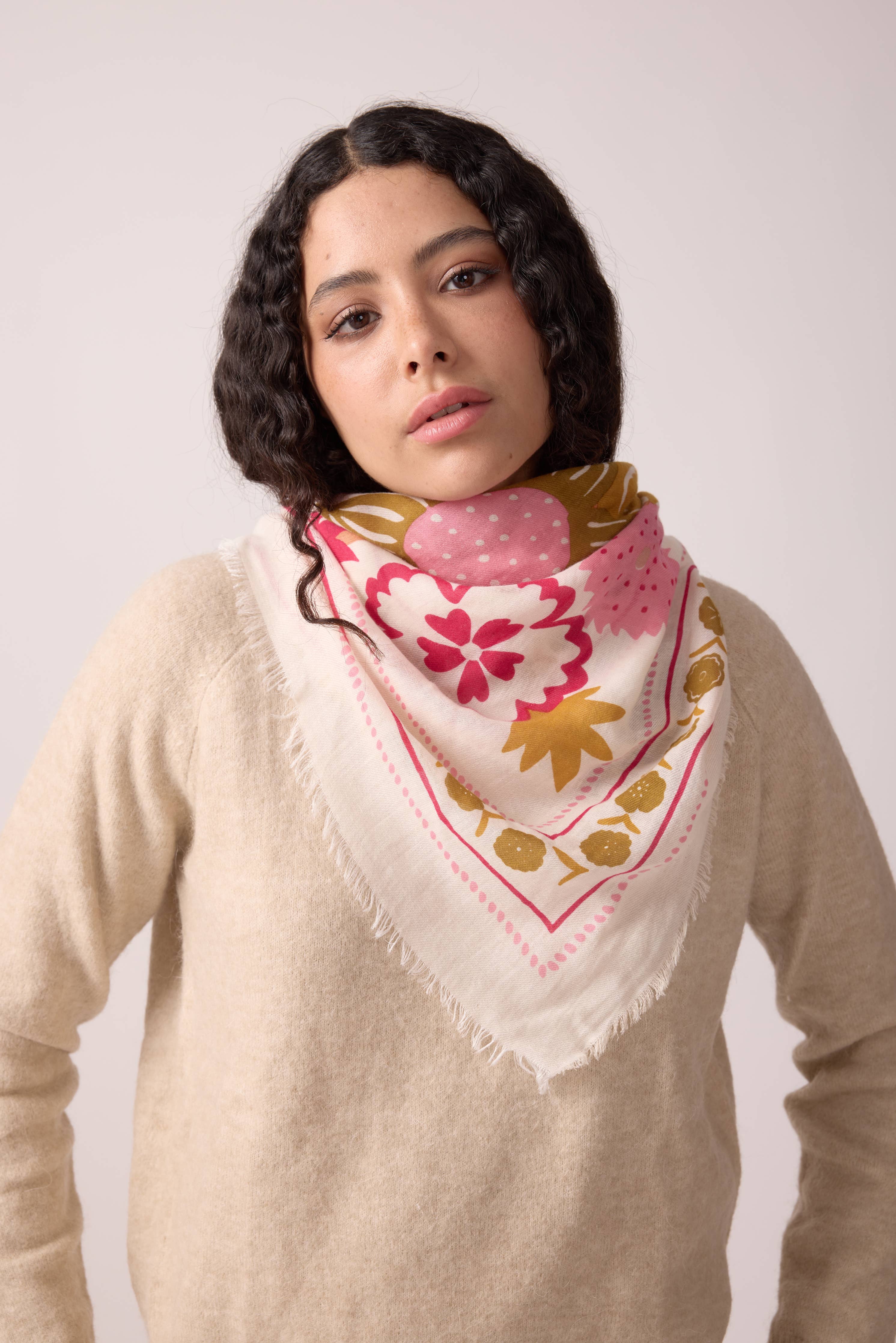 FOULARD LAINE WINTER BLOOM BRONZE - Image 2