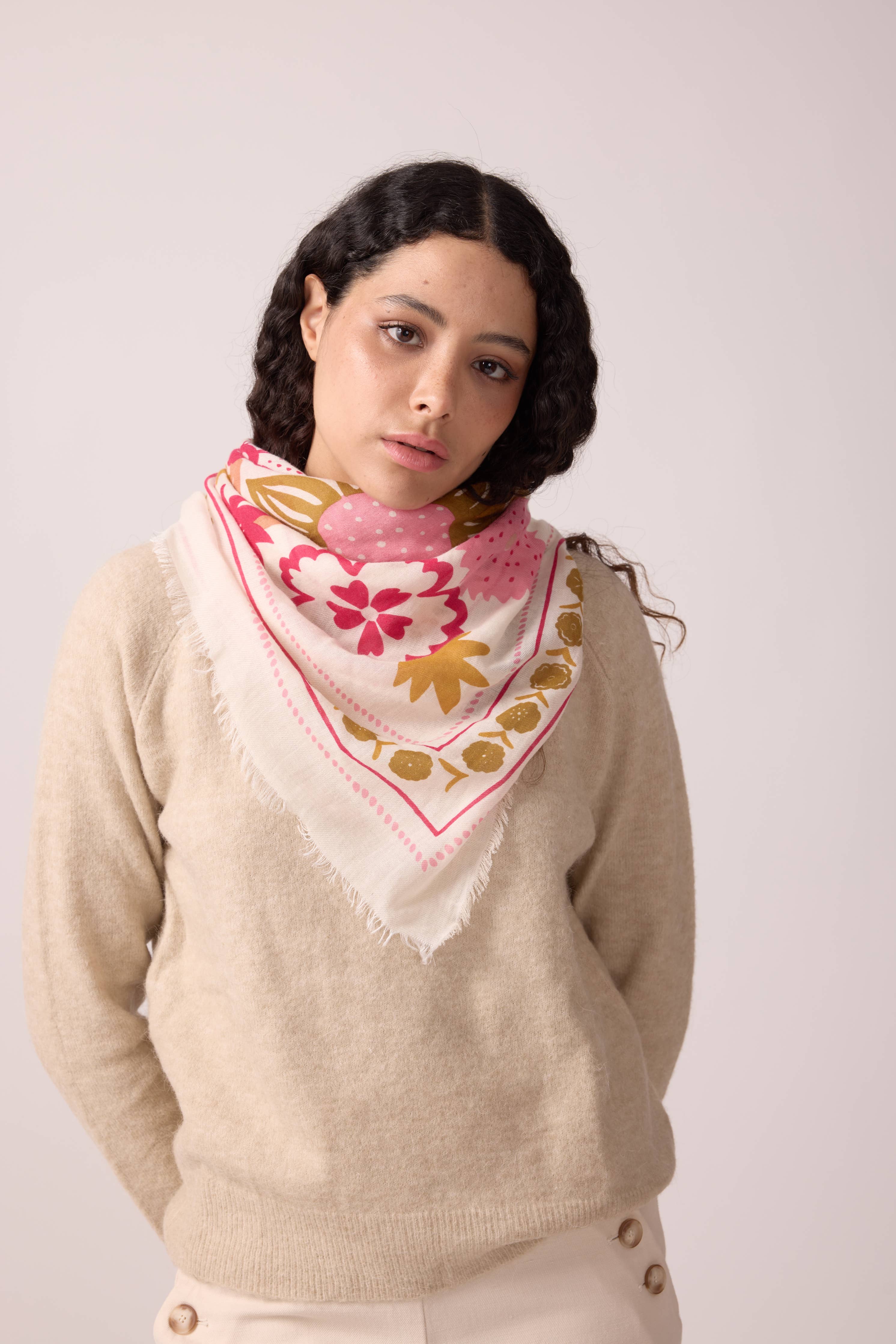 FOULARD LAINE WINTER BLOOM BRONZE - Image 3