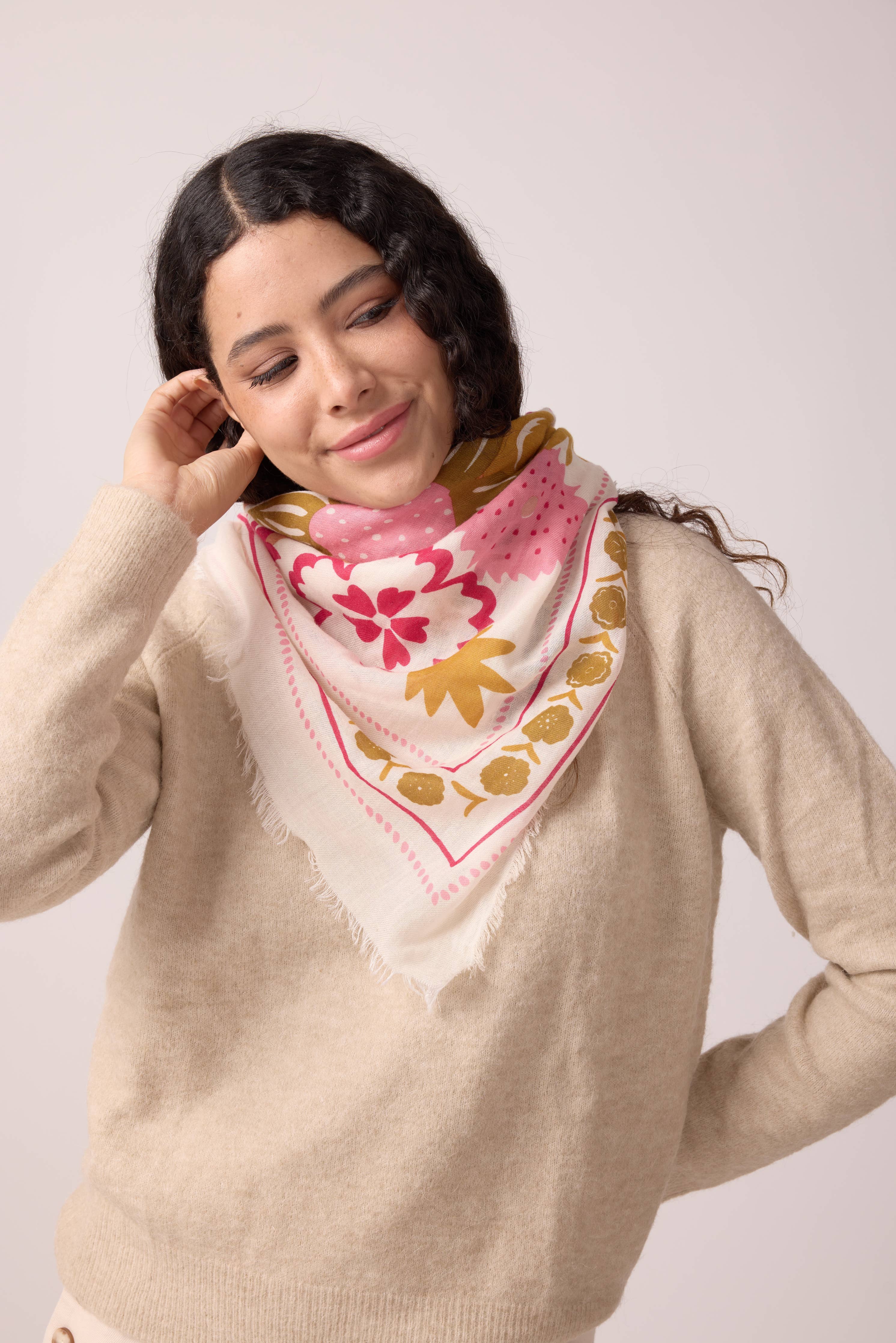 FOULARD LAINE WINTER BLOOM BRONZE - Image 4