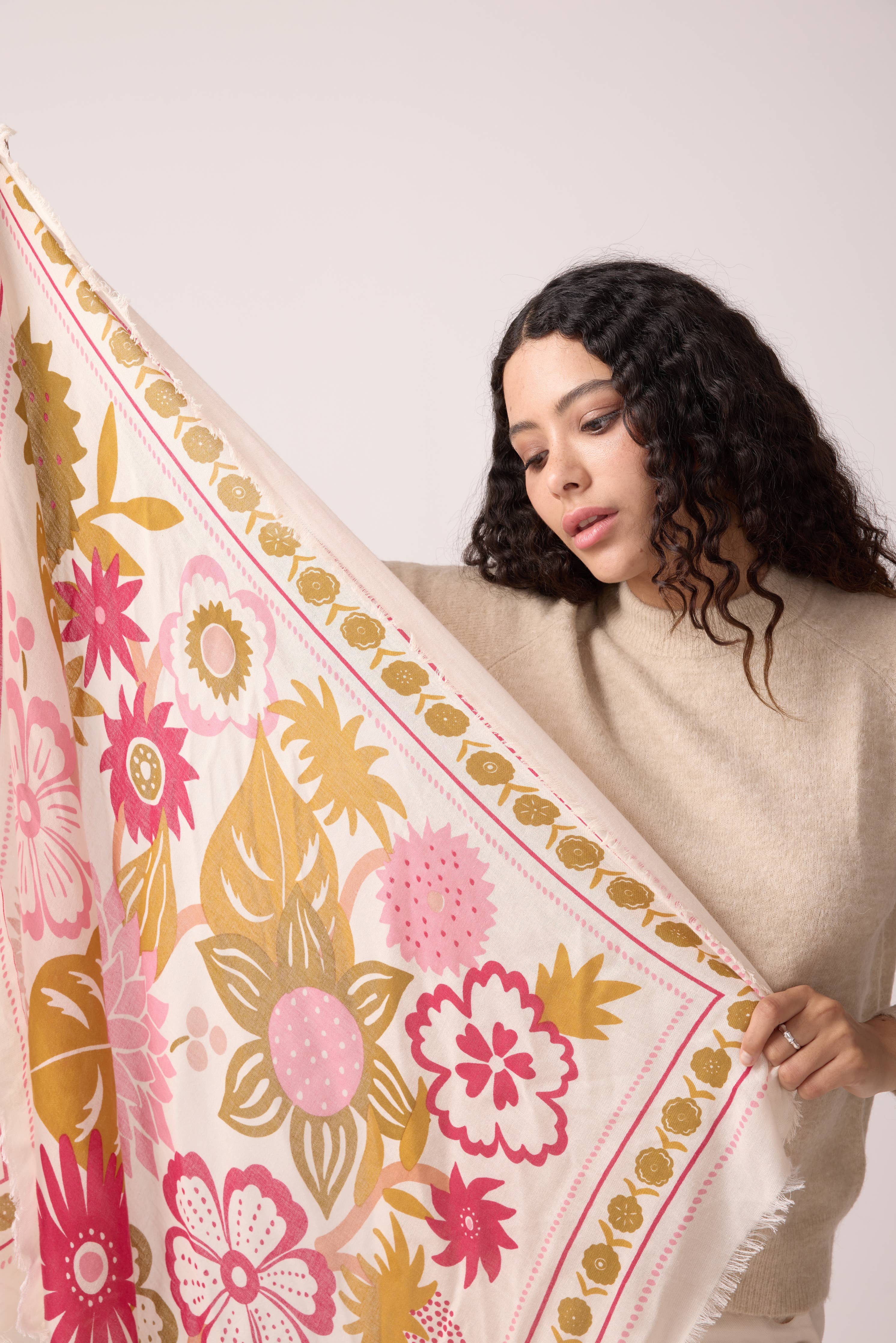 FOULARD LAINE WINTER BLOOM BRONZE - Image 5