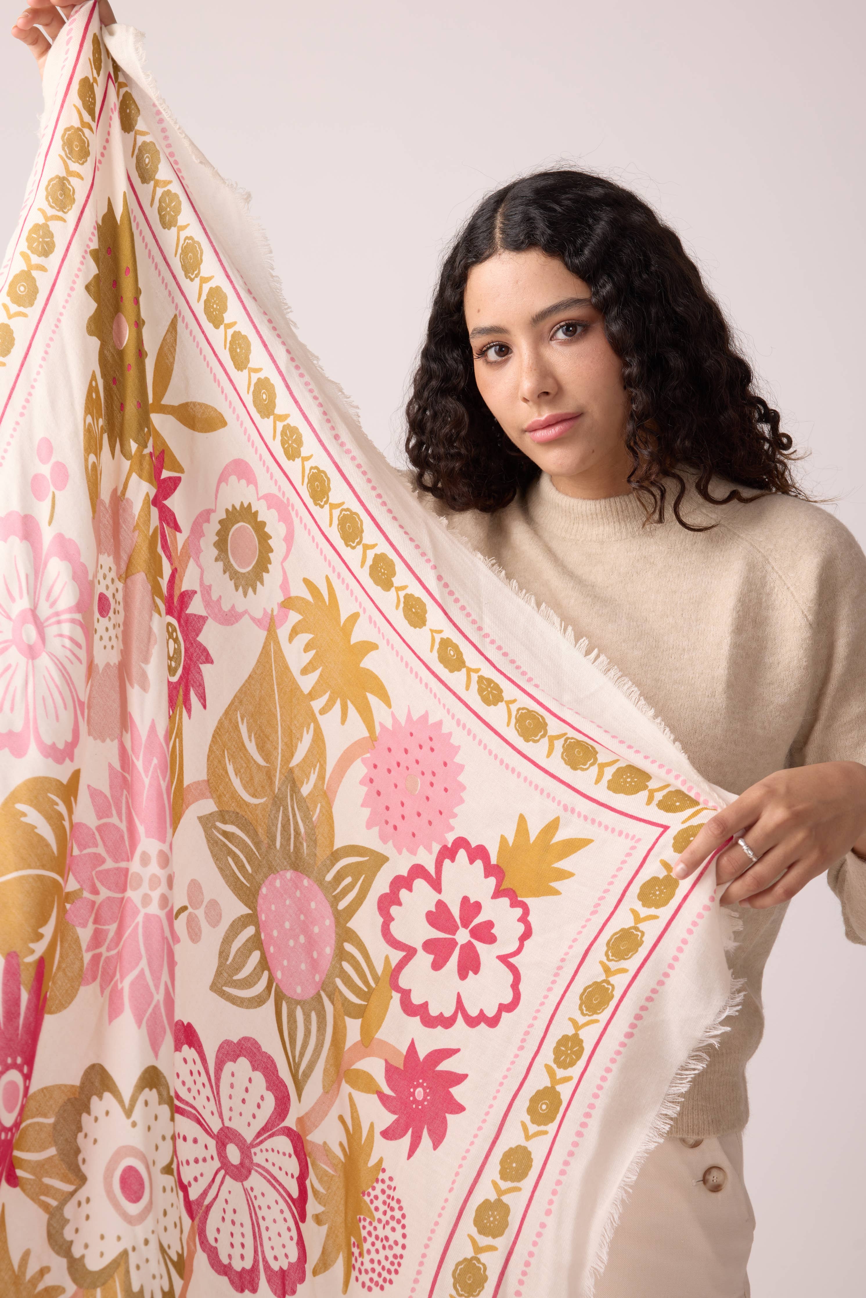 FOULARD LAINE WINTER BLOOM BRONZE - Image 6