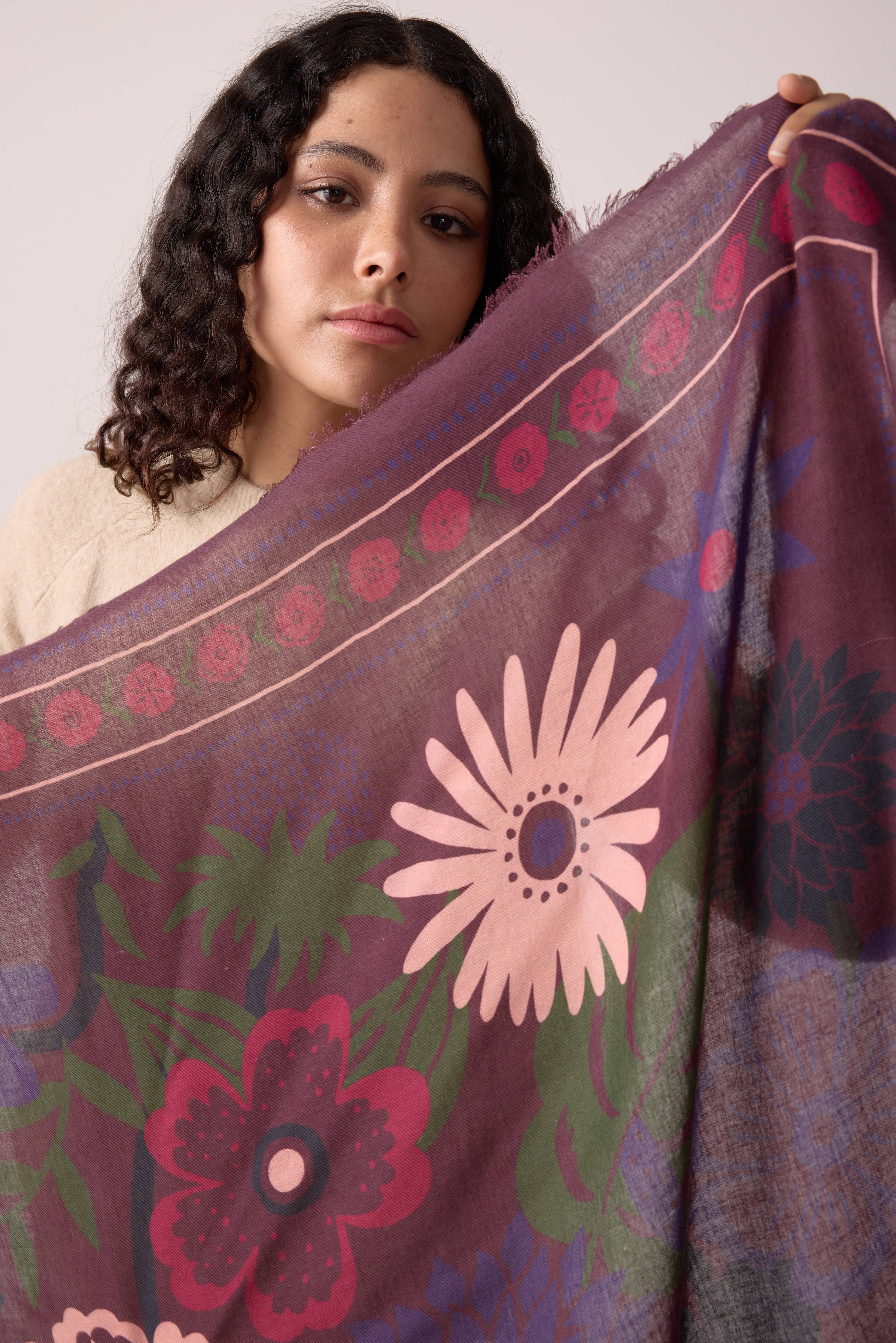 FOULARD LAINE WINTER BLOOM FIGUE - Image 2
