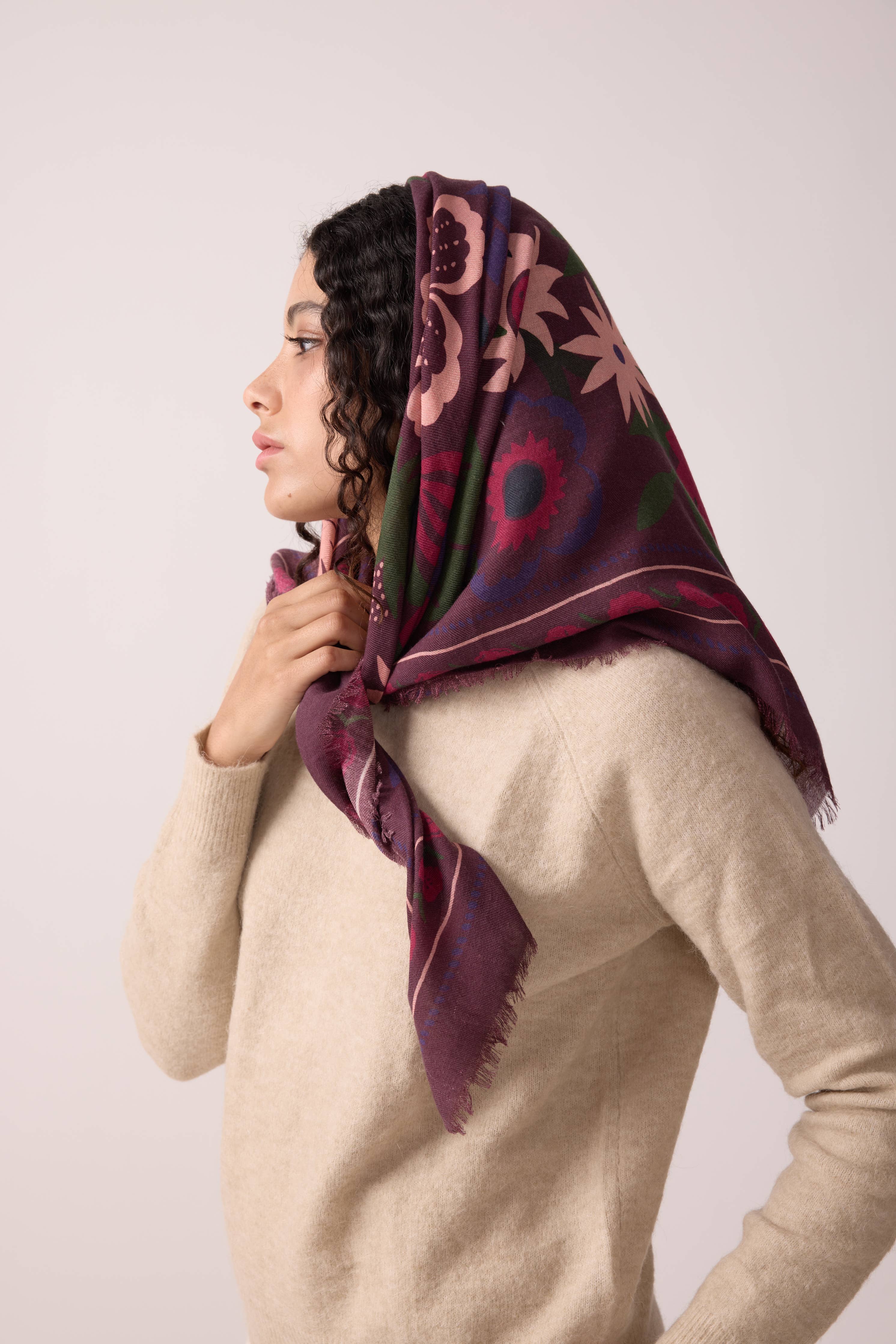 FOULARD LAINE WINTER BLOOM FIGUE - Image 3