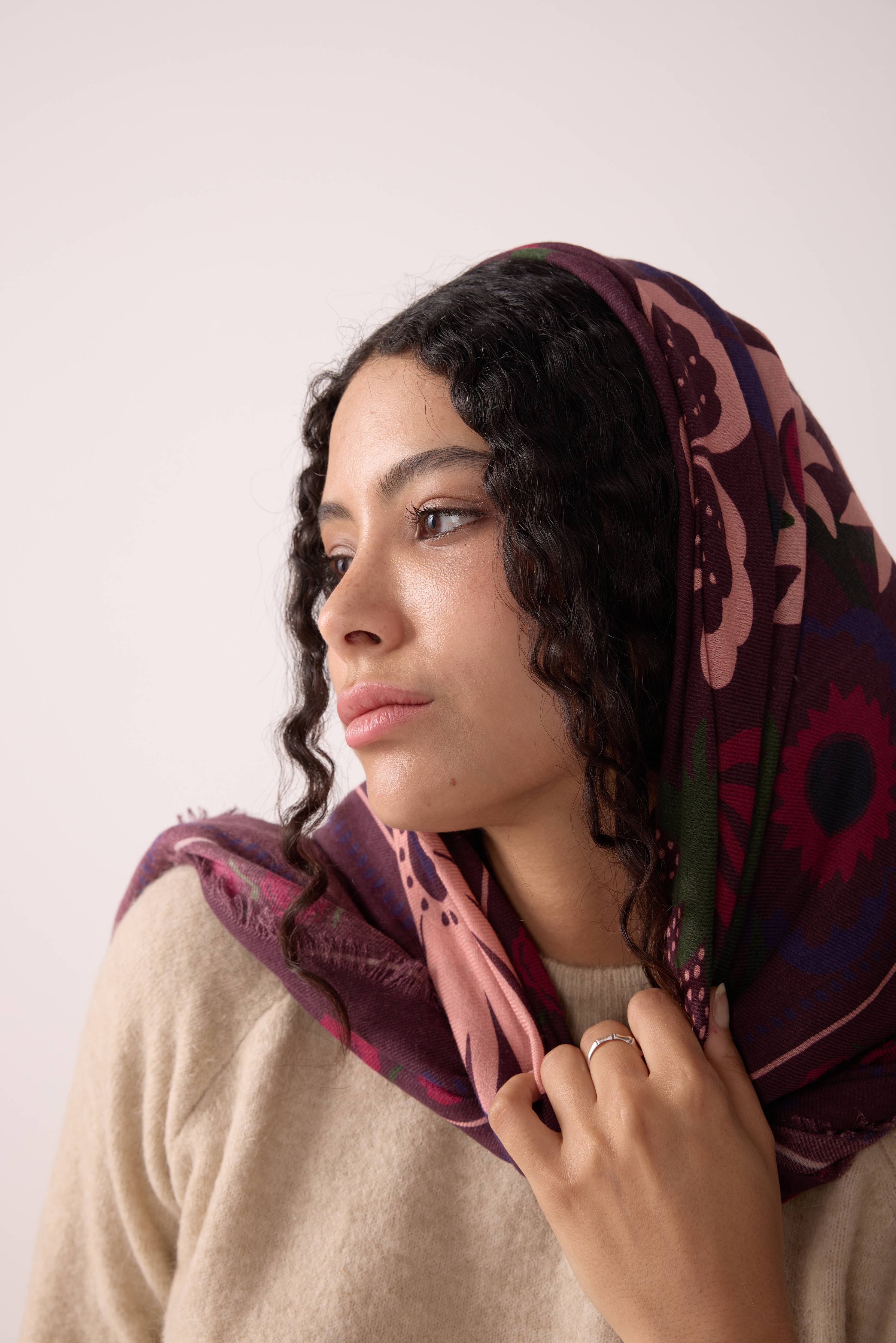 FOULARD LAINE WINTER BLOOM FIGUE - Image 4