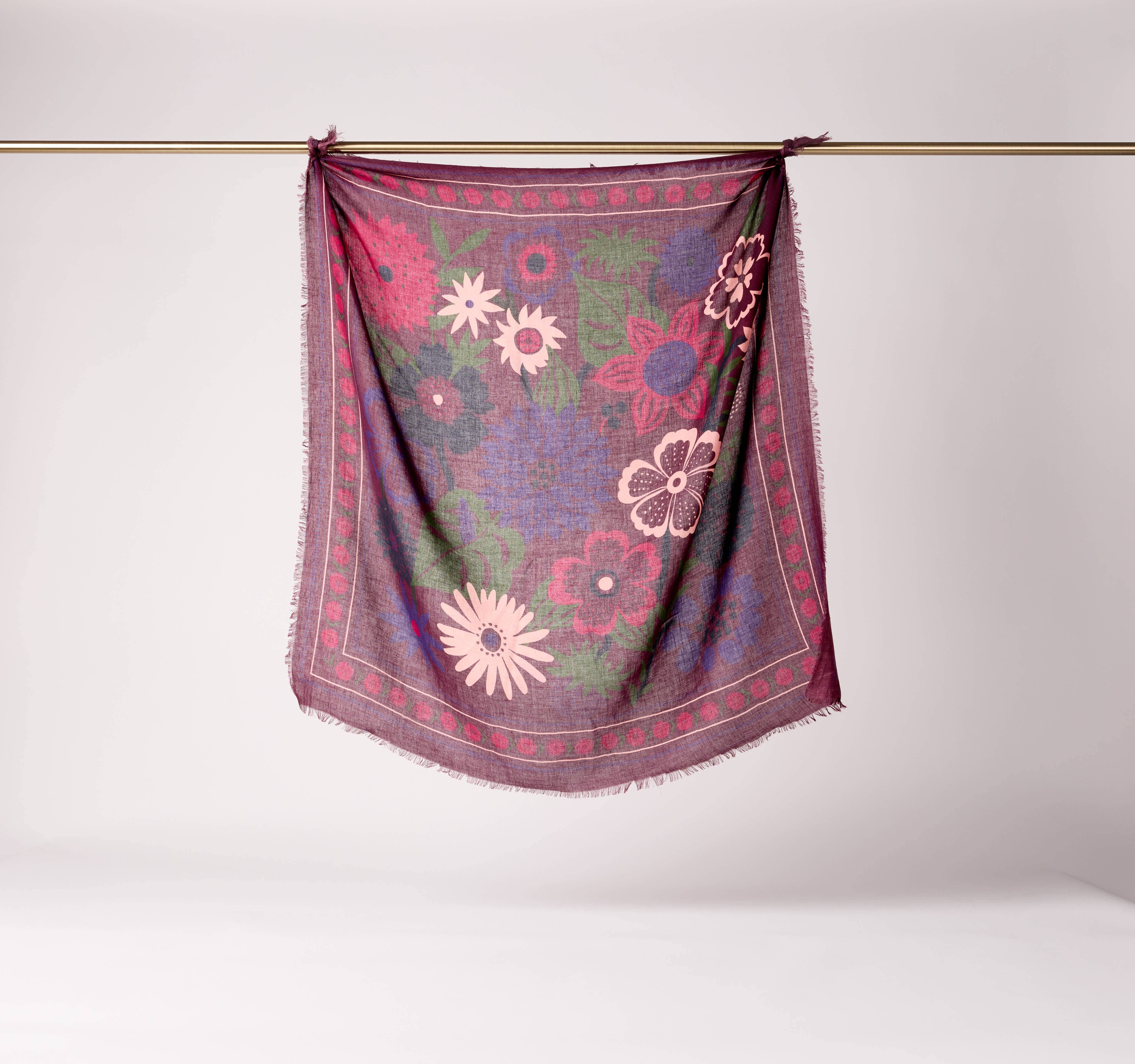 FOULARD LAINE WINTER BLOOM FIGUE - Image 5