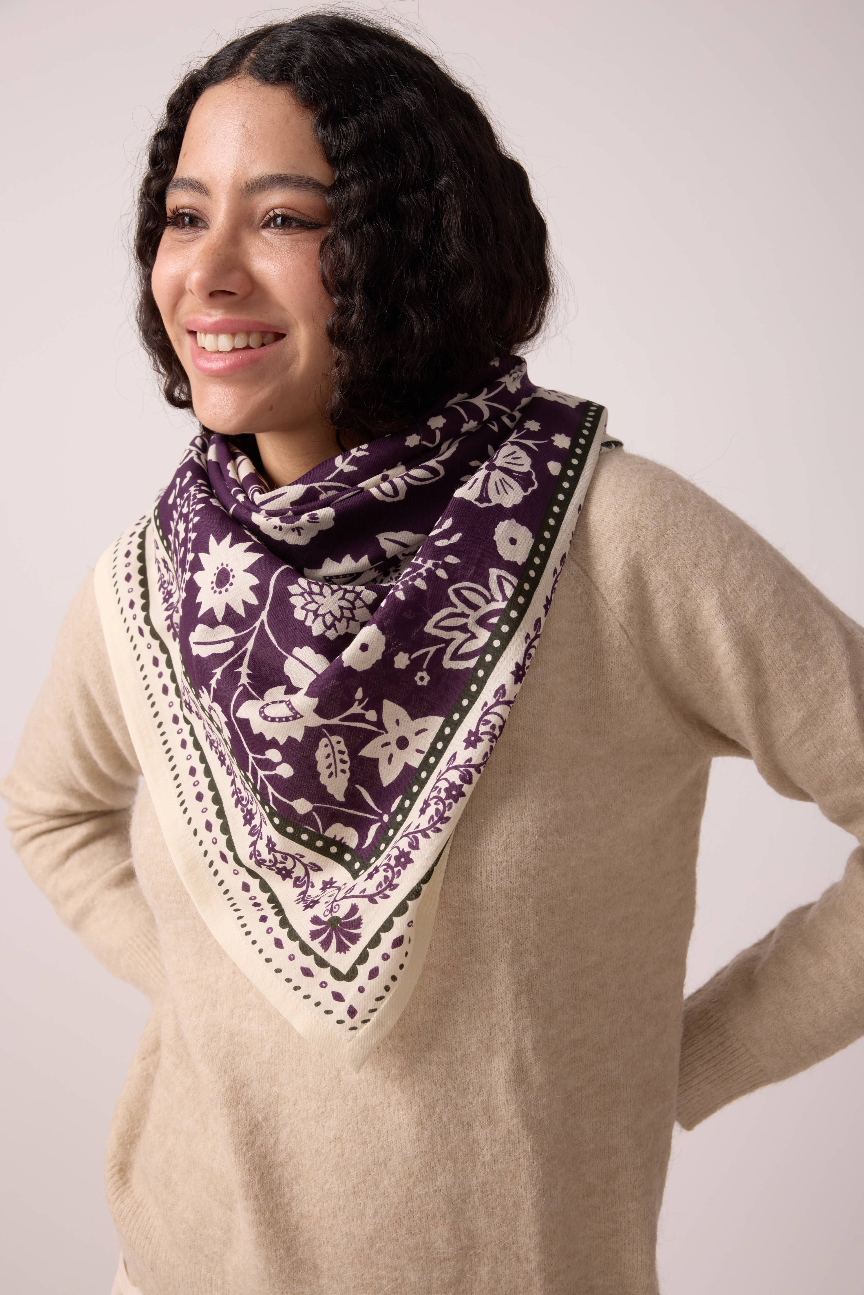 FOULARD TWILL DE COTON FIGUE INDIENNES
