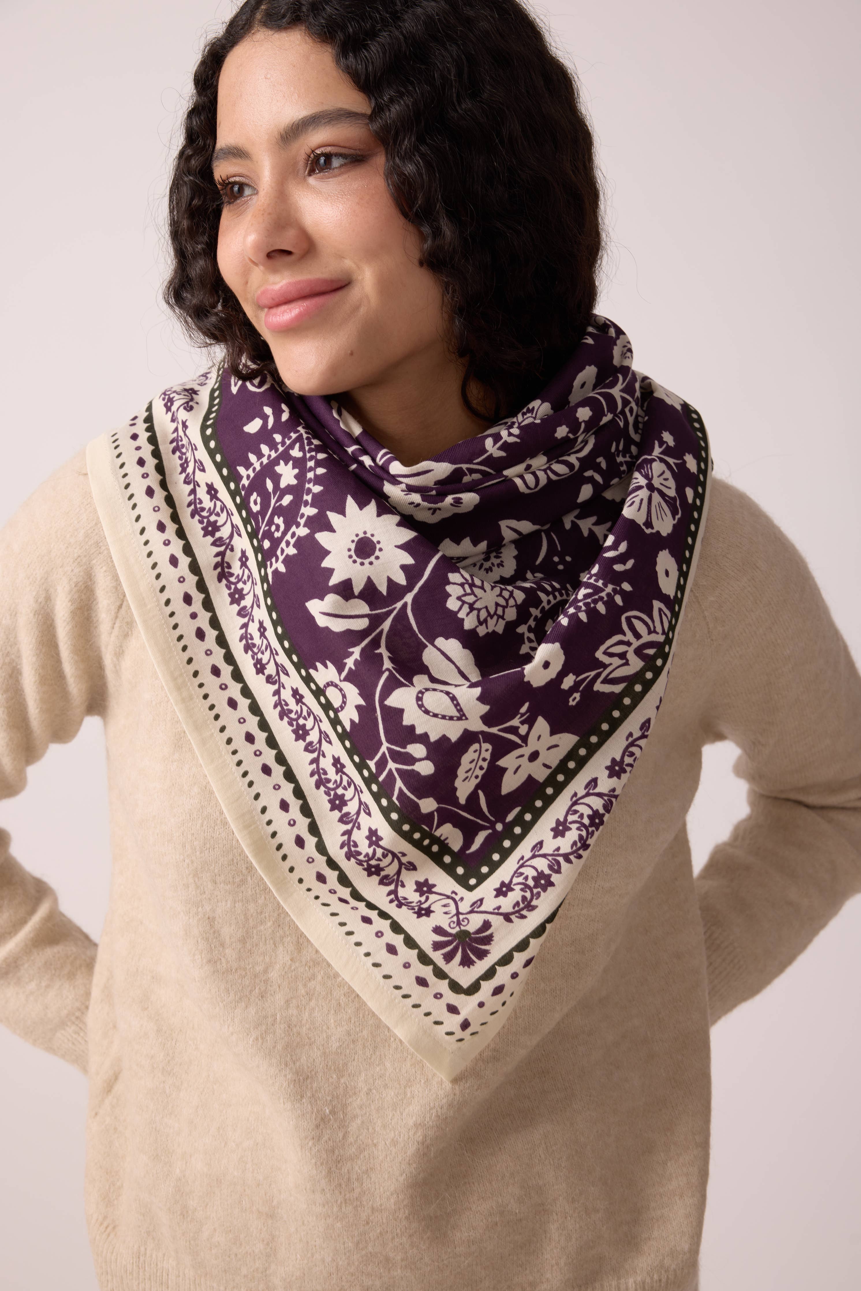 FOULARD TWILL DE COTON FIGUE INDIENNES - Image 2