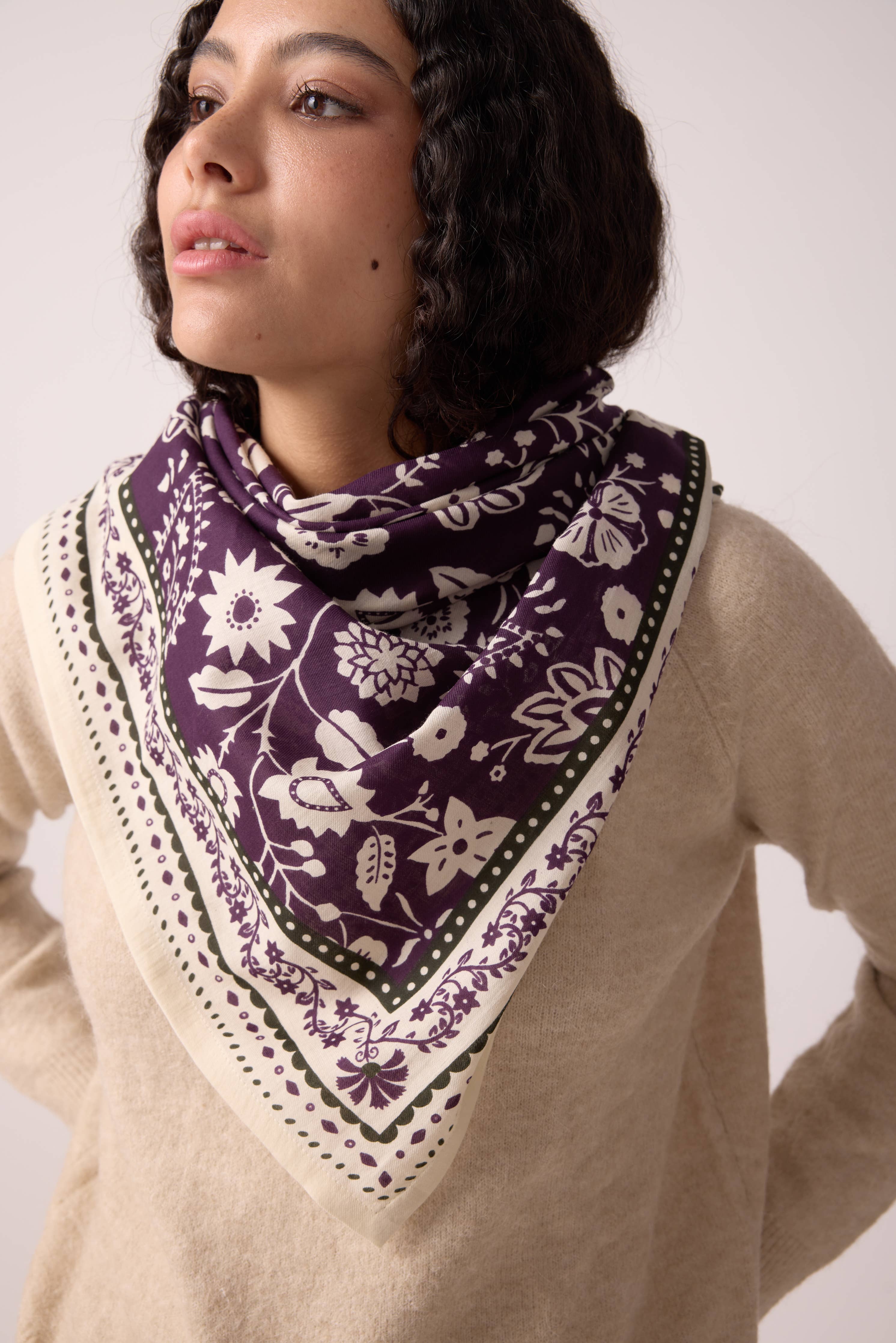 FOULARD TWILL DE COTON FIGUE INDIENNES - Image 3