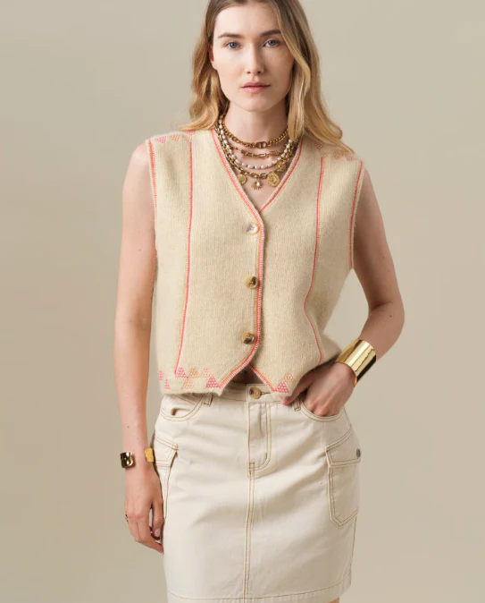 GILET DORILYS - ECRU