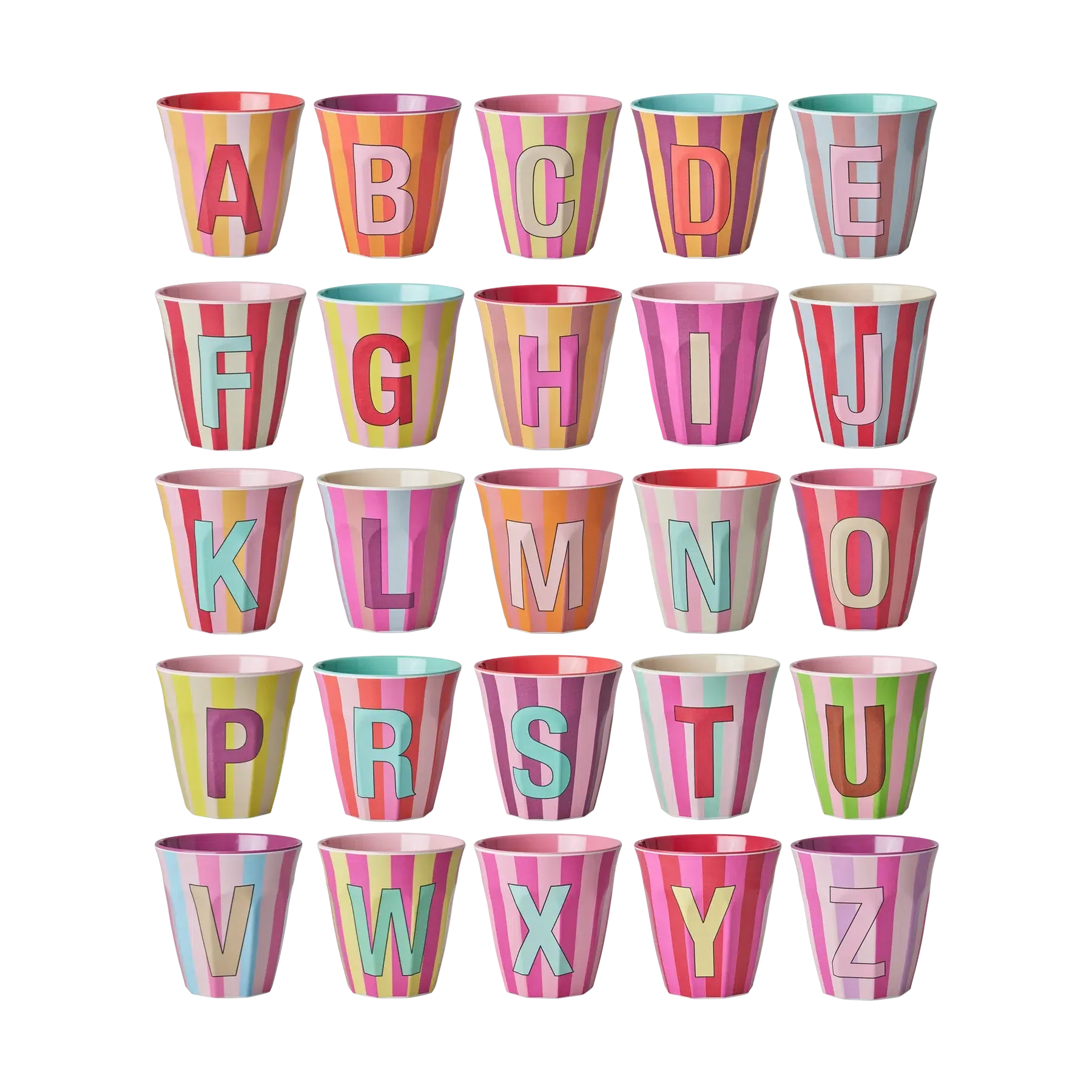 Gobelet en mélamine I Alphabet (rayures)
