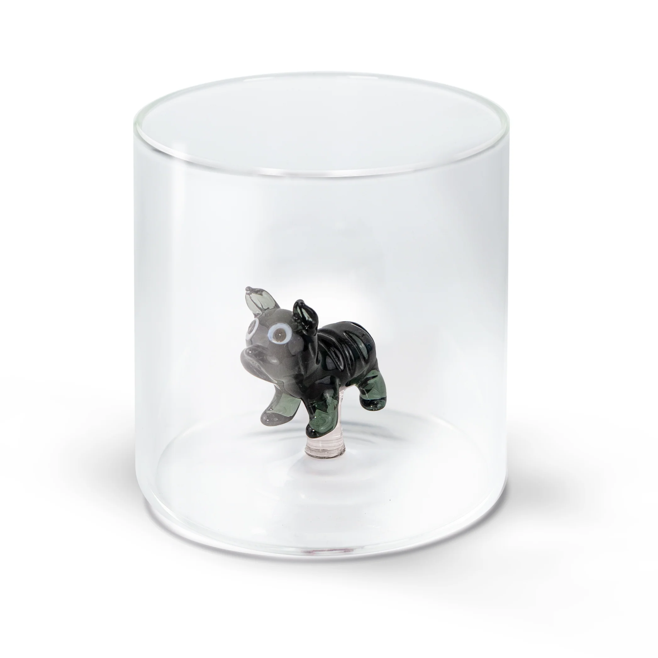 Gobelet en verre borosilicate. Contenance : 250 ml. Figurine : BULLDOG FRANÇAIS