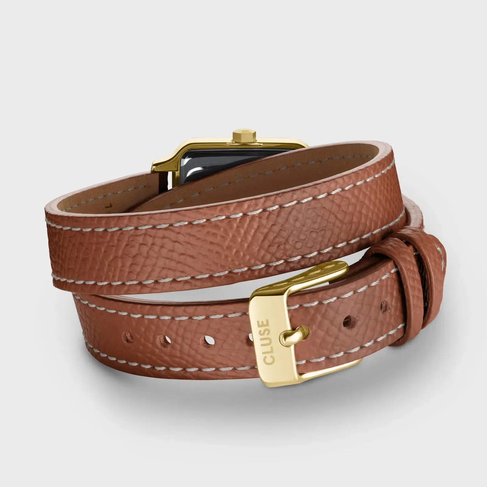 Gracieuse Petite Watch Double Leather, Nutshell, Gold Colour - Image 2