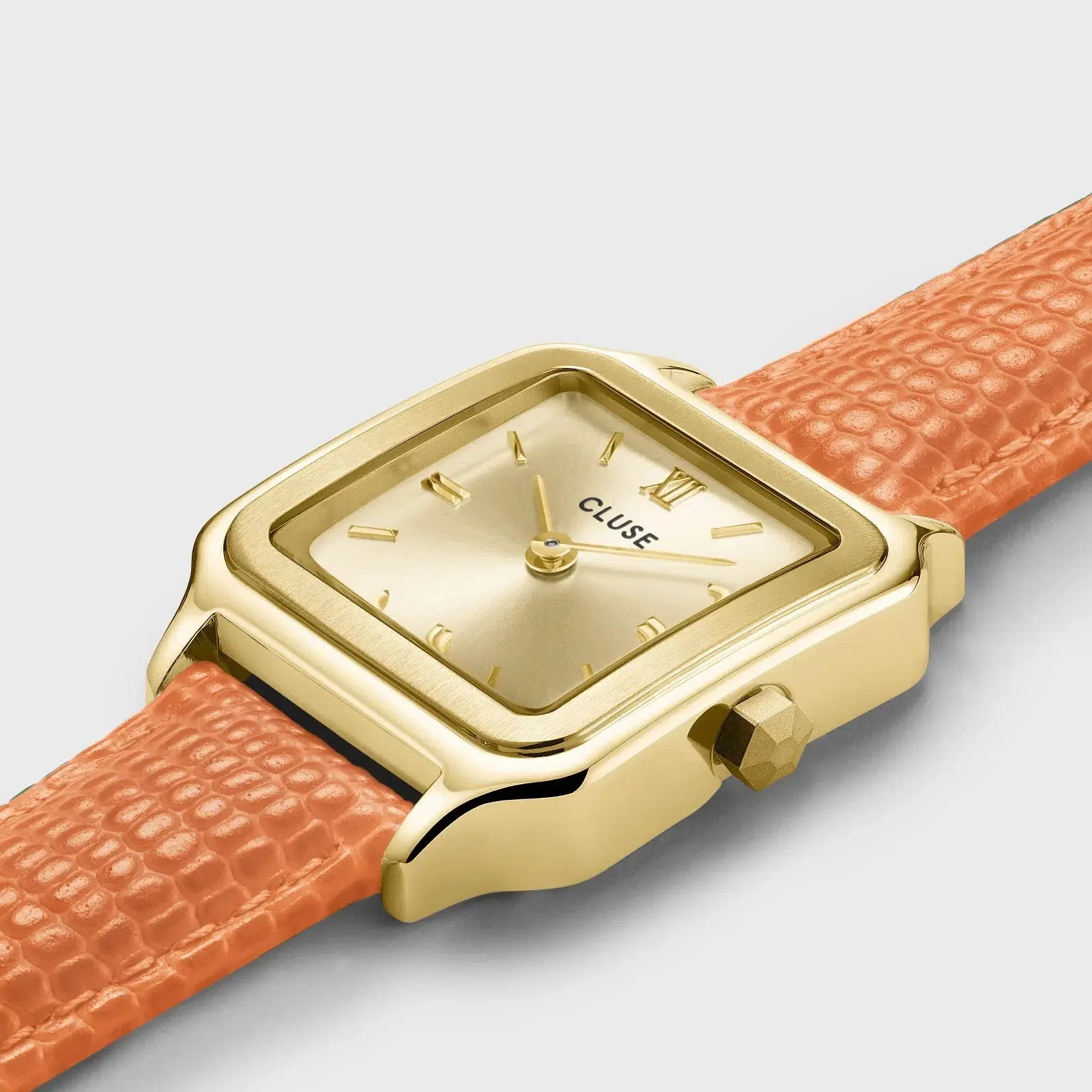 Gracieuse Petite Watch Leather, Apricot Lizard, Gold Colour - Image 3