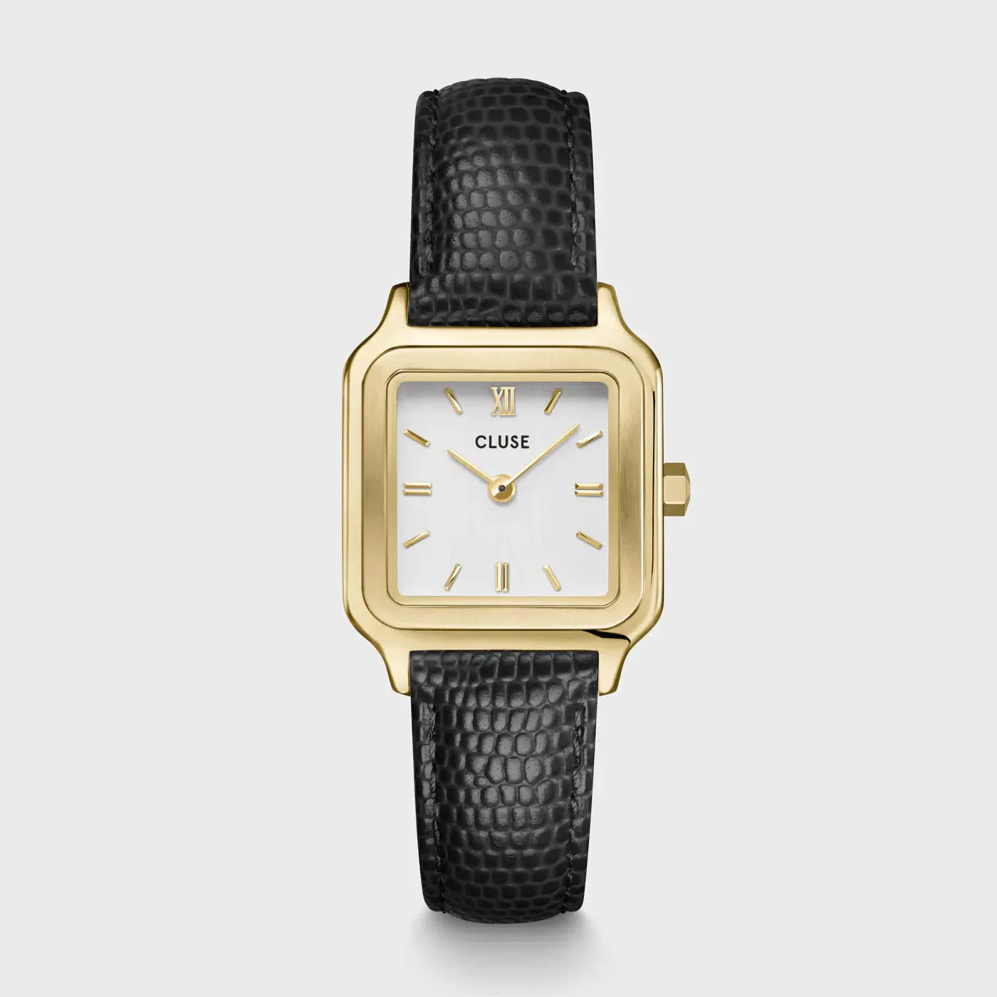 Gracieuse Petite Watch Leather, Black Lizard, Gold Colour - Image 2