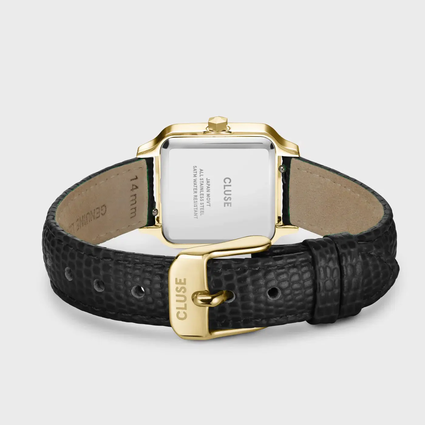 Gracieuse Petite Watch Leather, Black Lizard, Gold Colour - Image 3