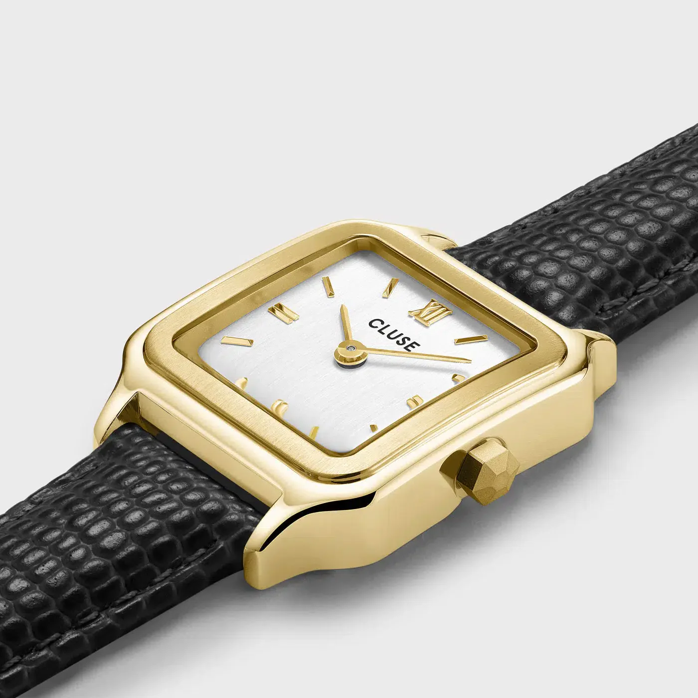 Gracieuse Petite Watch Leather, Black Lizard, Gold Colour - Image 4