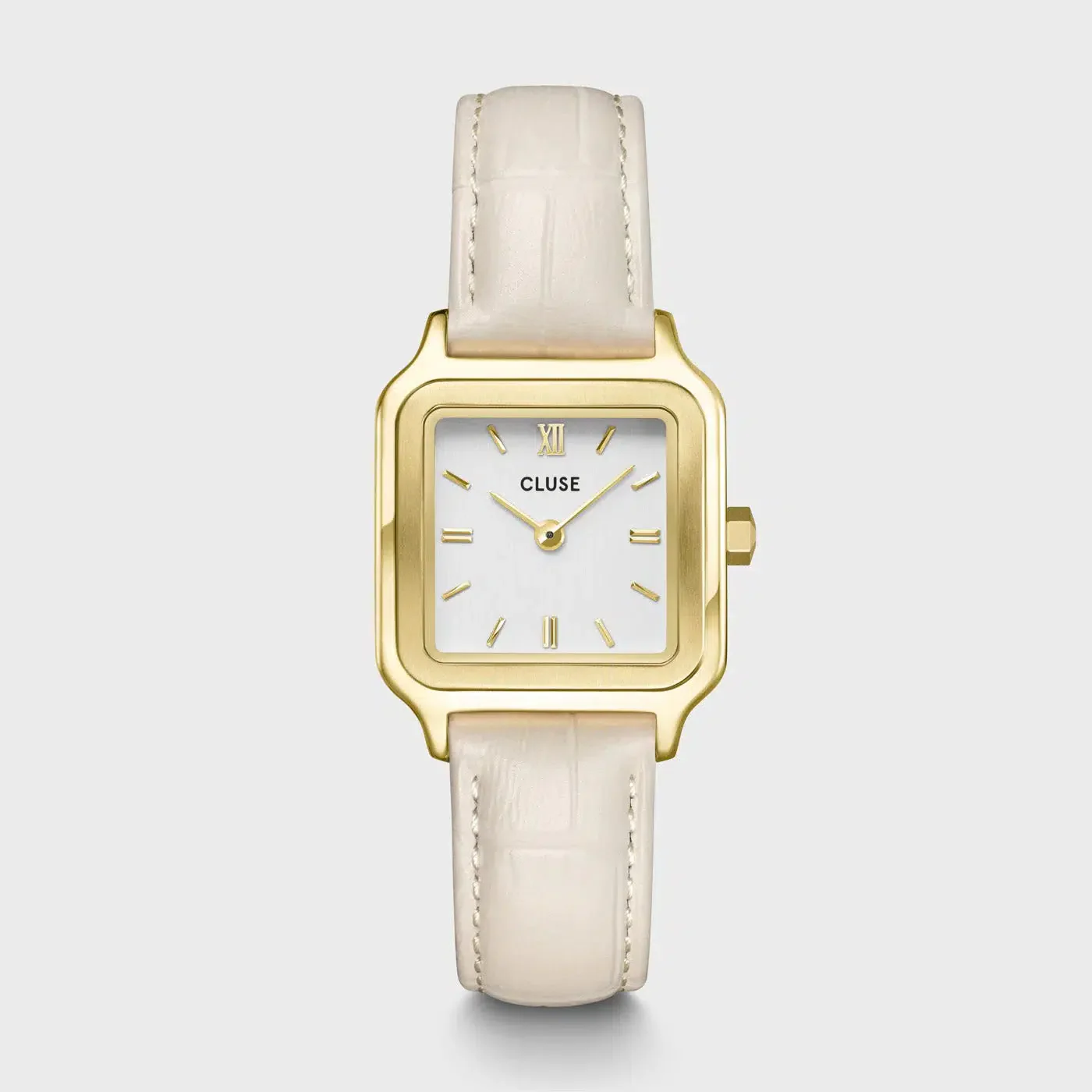 Gracieuse Petite Watch Leather, Marshmallow Croco, Gold Colour