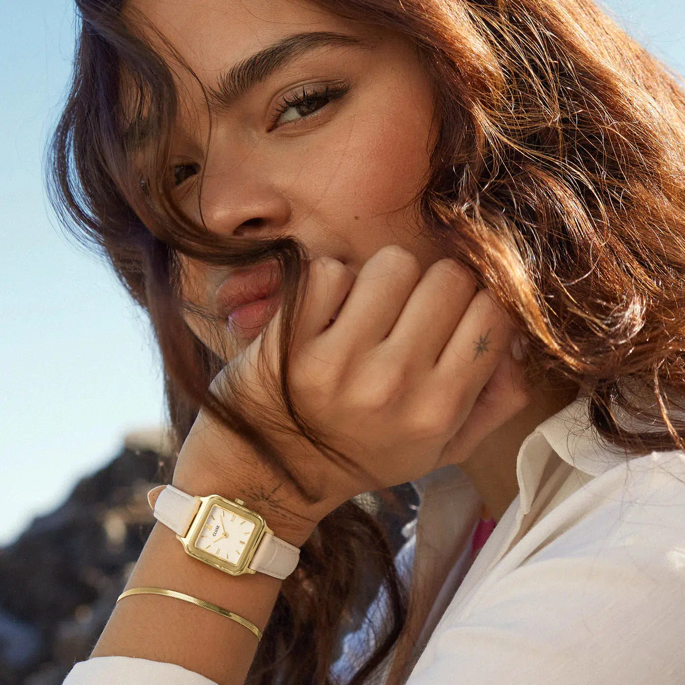 Gracieuse Petite Watch Leather, Marshmallow Croco, Gold Colour - Image 3
