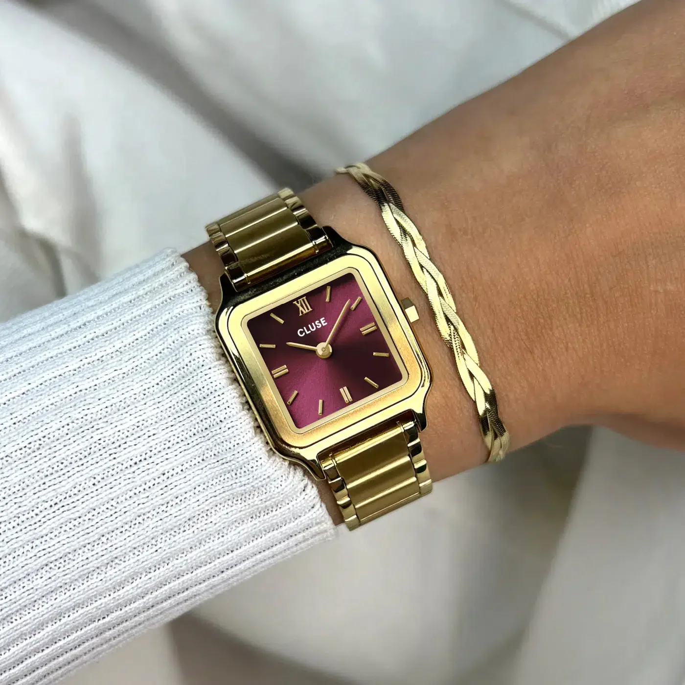 Gracieuse Petite Watch Steel, Dark Cherry, Gold Colour - Image 4