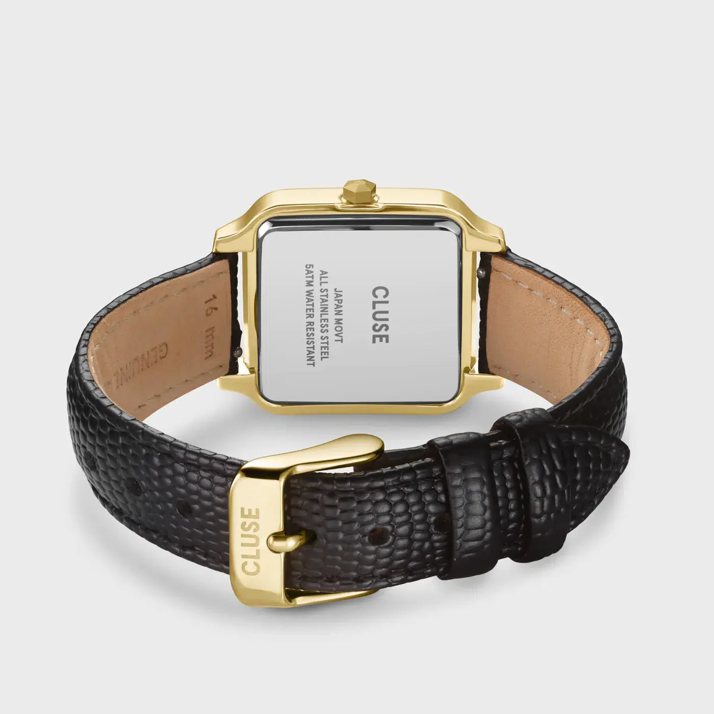 Gracieuse Watch Leather, Black Lizard, Gold Colour - Image 2