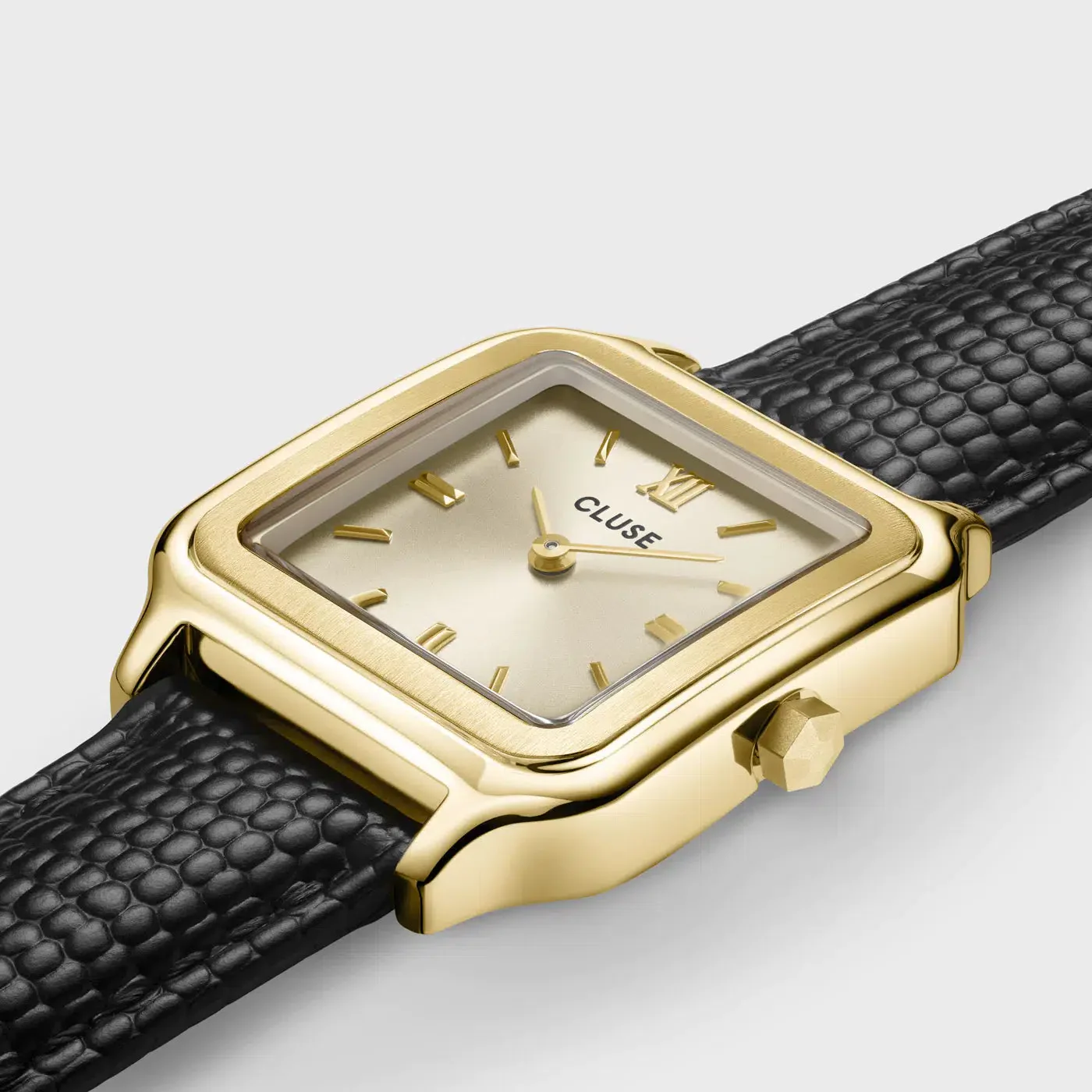 Gracieuse Watch Leather, Black Lizard, Gold Colour - Image 3