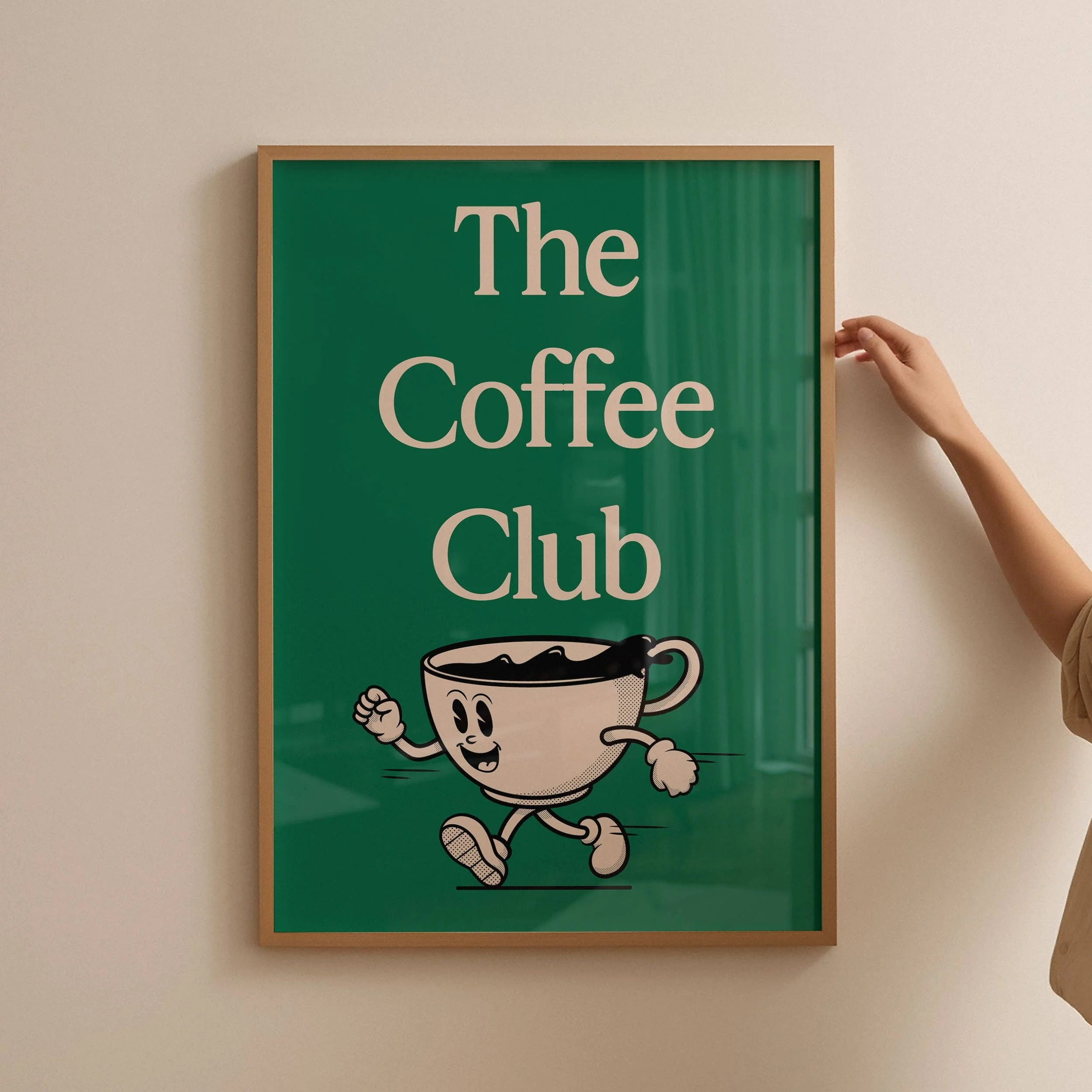 Impression du Club de Café: Vert / Cadre en chêne / A1 - Image 2