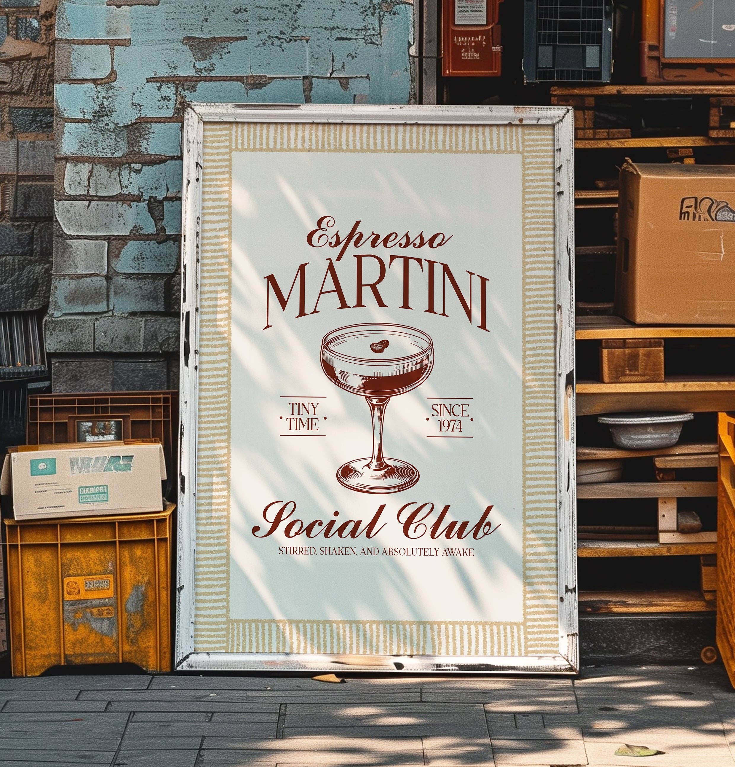 Imprimé Cocktail Espresso Martini: Cadre en chêne / A3