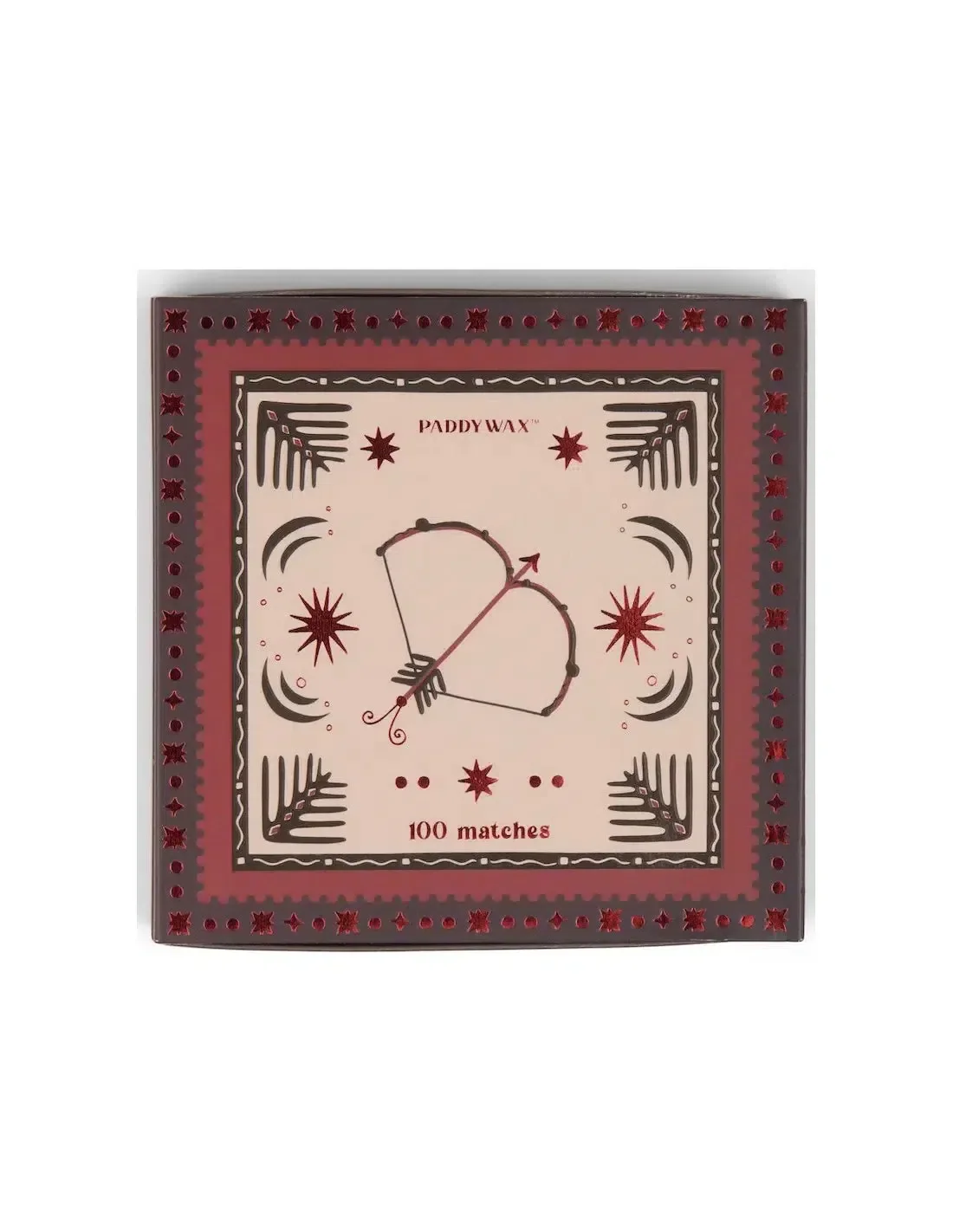Jumbo Boxed Matches w/ Foil Accents, 100 Matches w/ Black Tips - Bow & Arrow