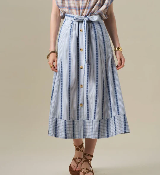 JUPE ANYCIA - RAYURES BLEUES