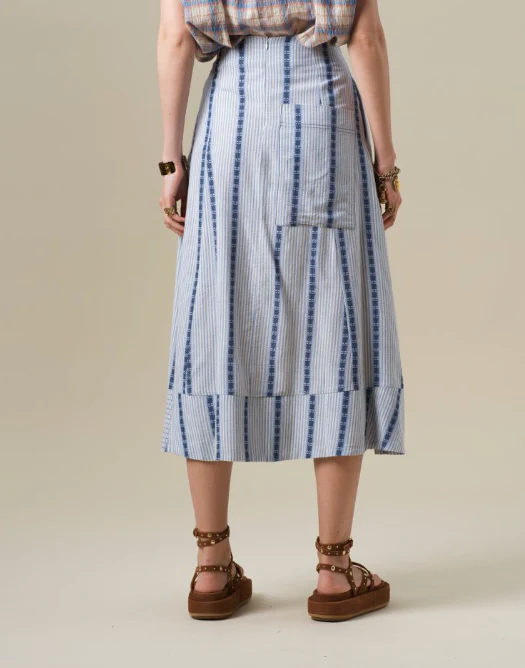 JUPE ANYCIA - RAYURES BLEUES - Image 2
