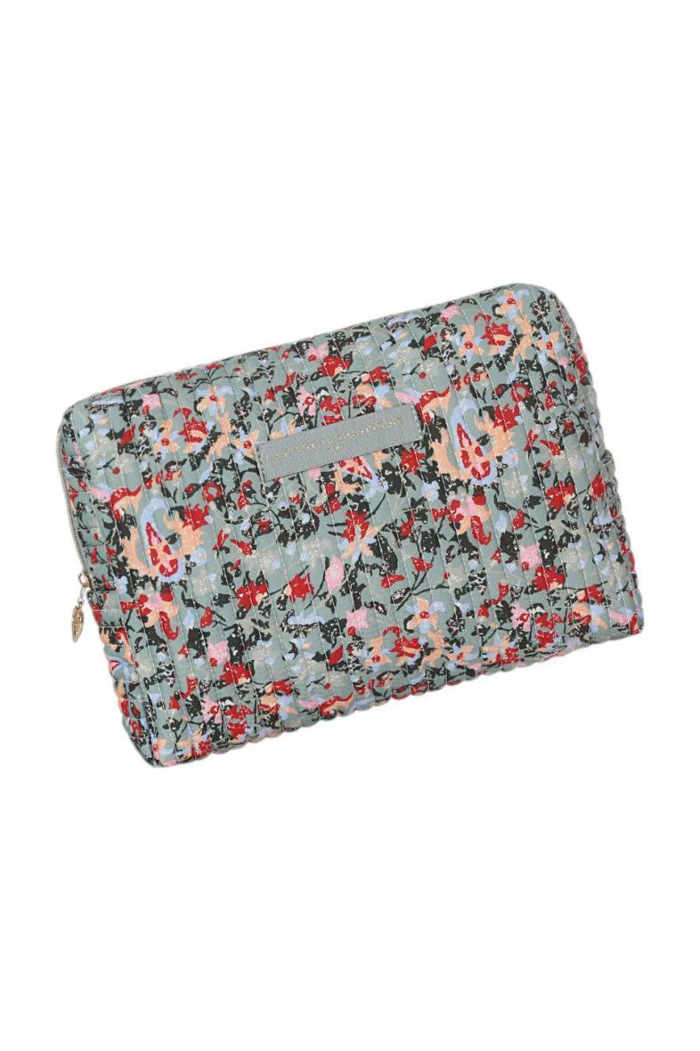 La p'tite cachottière - Trousse de toilette liberty imprimé celadon