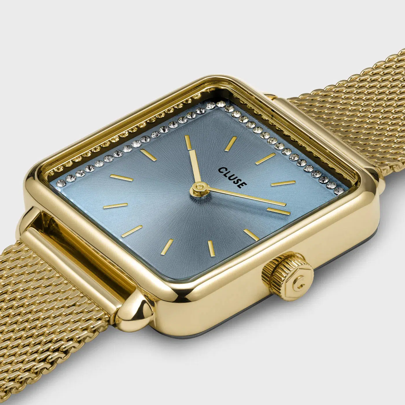 La Tétragone Watch Mesh stones Light Blue, Gold Colour - Image 2