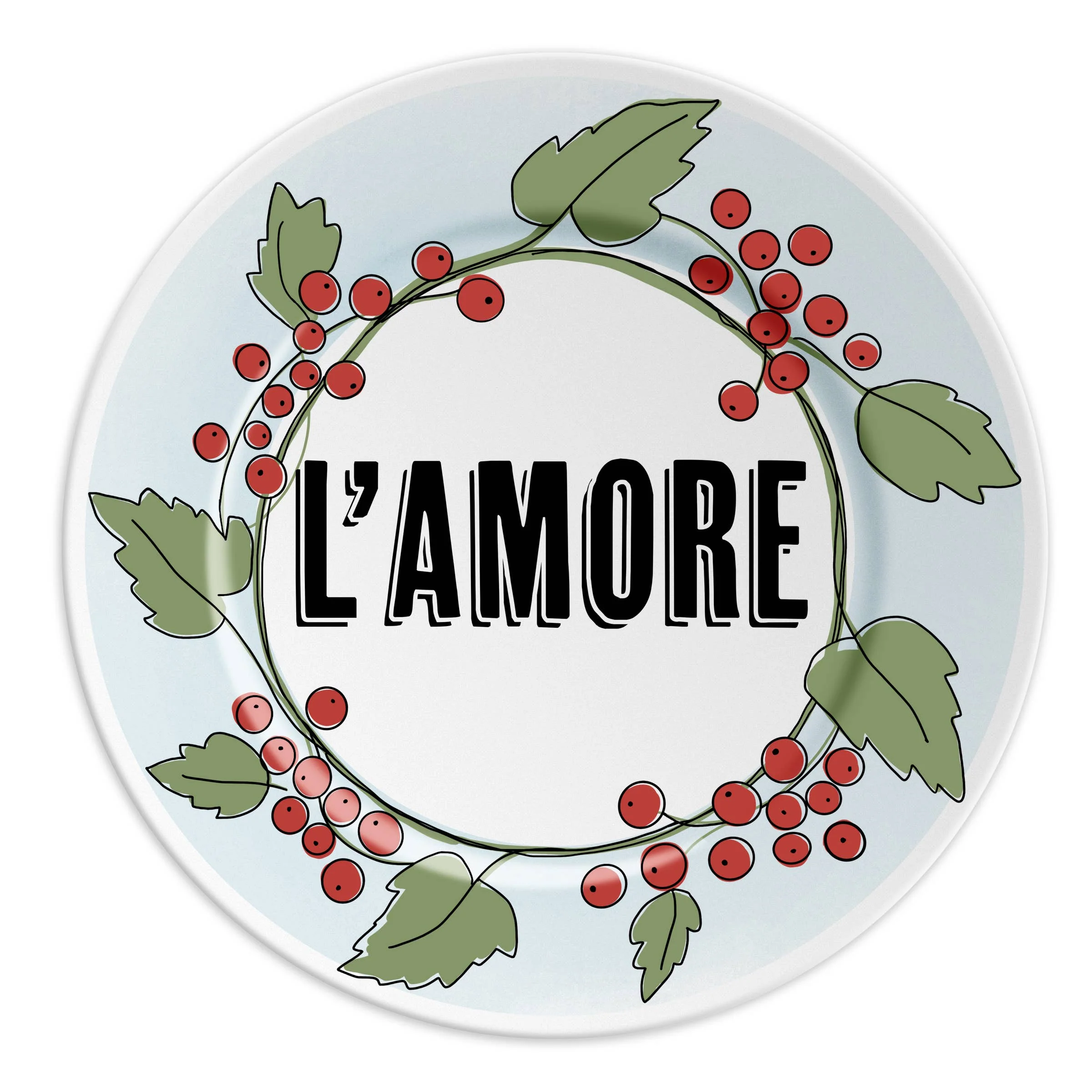L'AMORE - Assiette en porcelaine avec écriture
