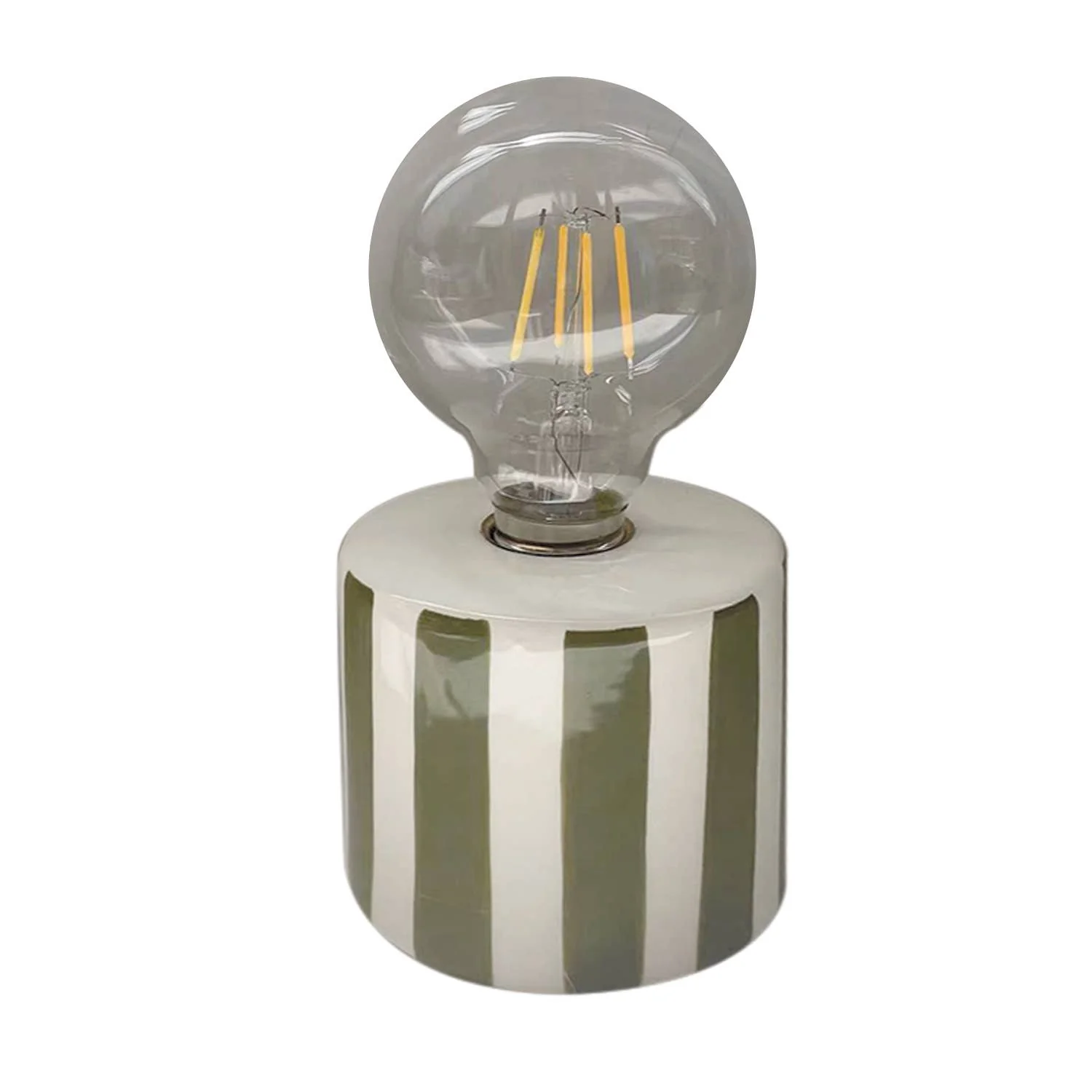 Lampe décorative Rayure kaki à piles D8,8 H17,5cm