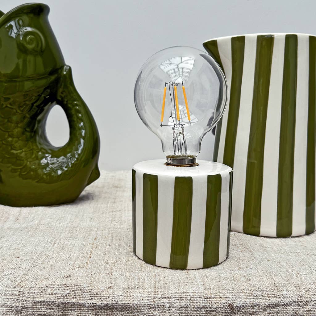 Lampe décorative Rayure kaki à piles D8,8 H17,5cm - Image 2