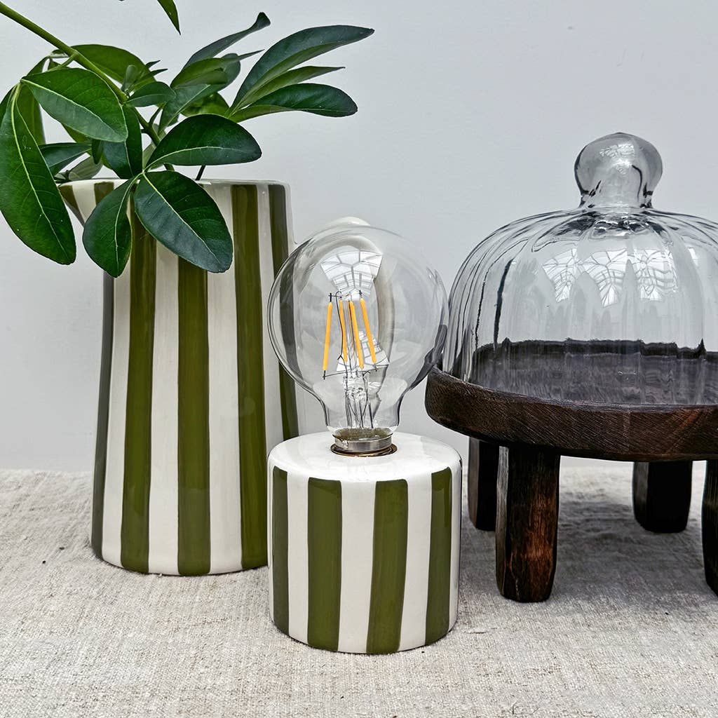 Lampe décorative Rayure kaki à piles D8,8 H17,5cm - Image 3