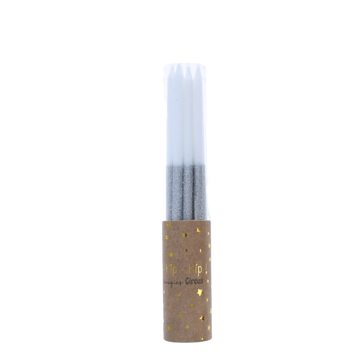 Lot de 12 bougies paillettes argenté - Image 2