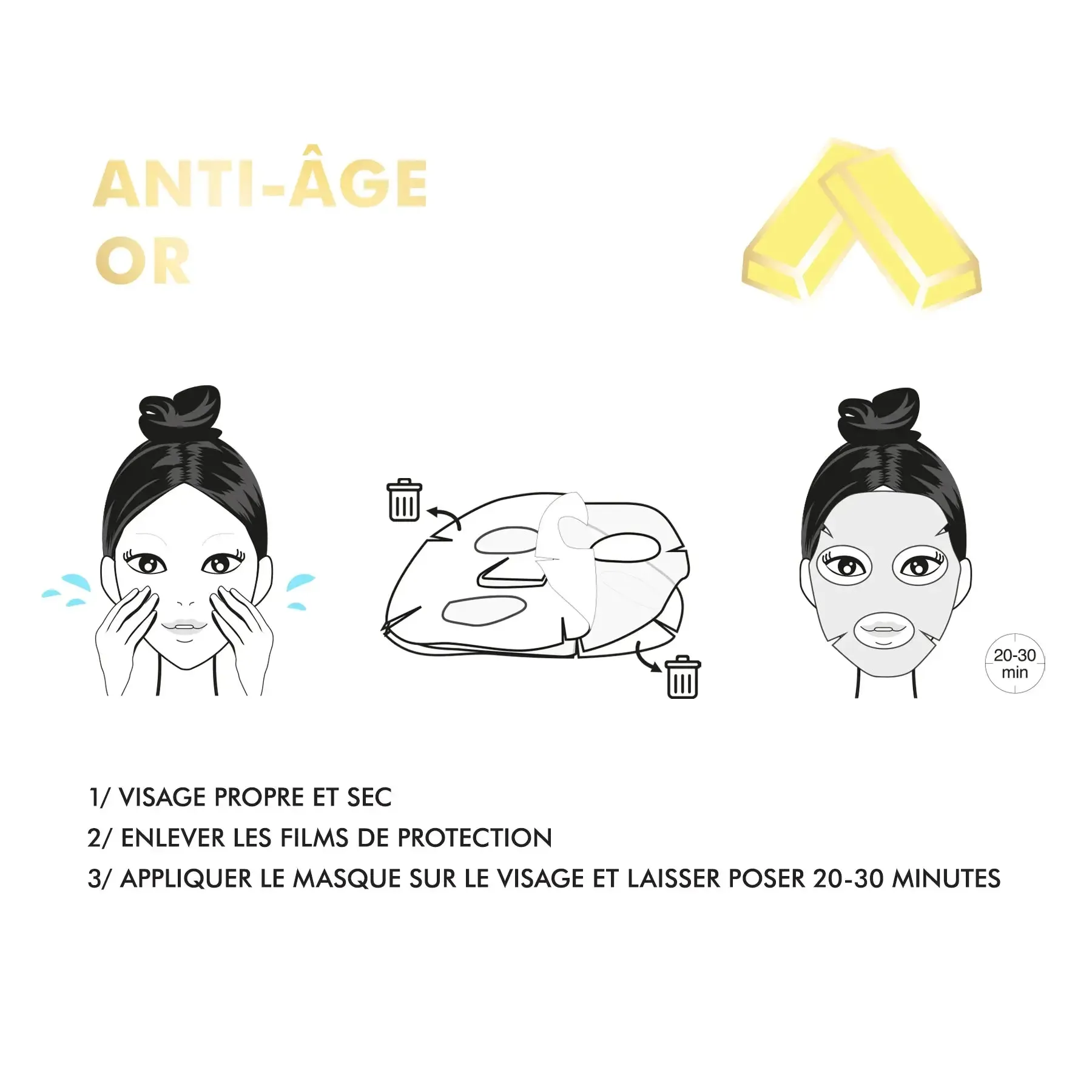 Masque Visage Biocellulose MASQUE VISAGE ANTI AGE EXTRAITS D'OR - Image 2