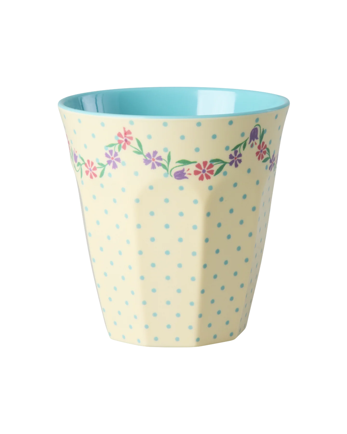 Medium Cup - Cream - Dots and Flowers Print