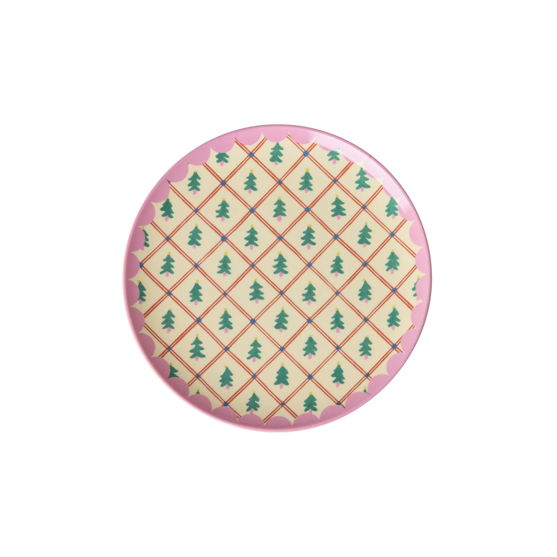 Melamine Cake Plate with Diamond Christmas Tree Print - Small