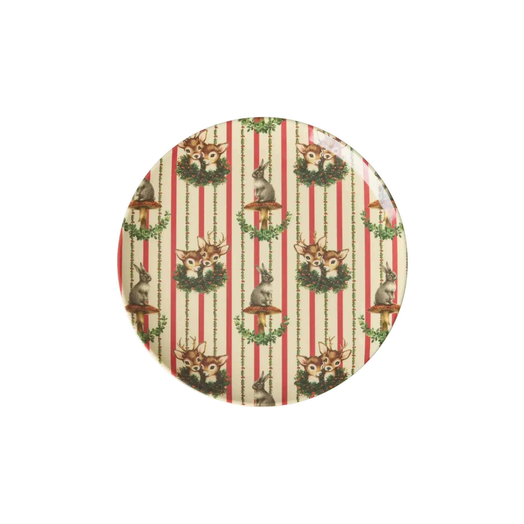 Melamine Cake Plate with Sweet Forest Print - Creme - Small