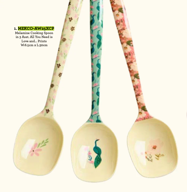 Melamine Cooking Spoon in 3 Asst. All You Need is Love and... Prints