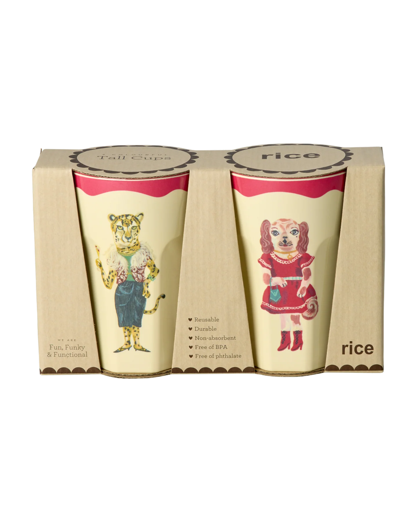 Melamine Cup with Nathalie Lété Print - Tall - vendu à l’unité - 400 ml - Red