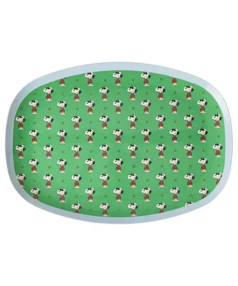 Melamine Rectangular Plate with Green Snoopy Print